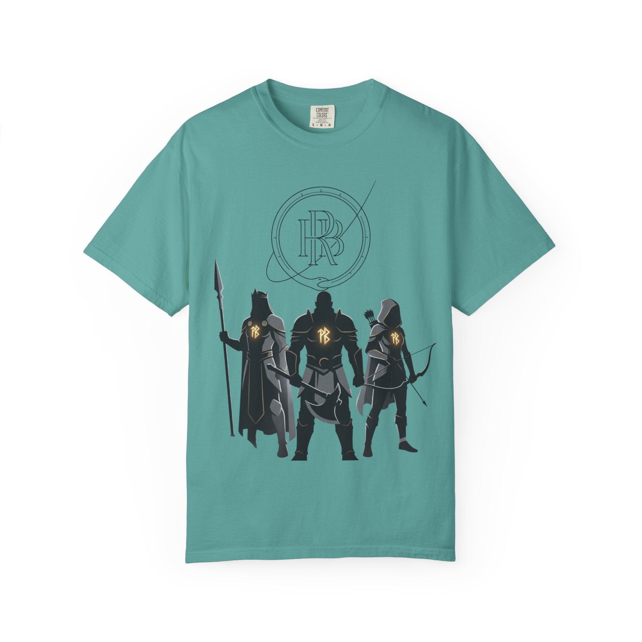 Printify PRB Fantasy Warrior Party T-Shirt — Knight, Archer & Spearfighter Silhouette Tee - T-Shirt