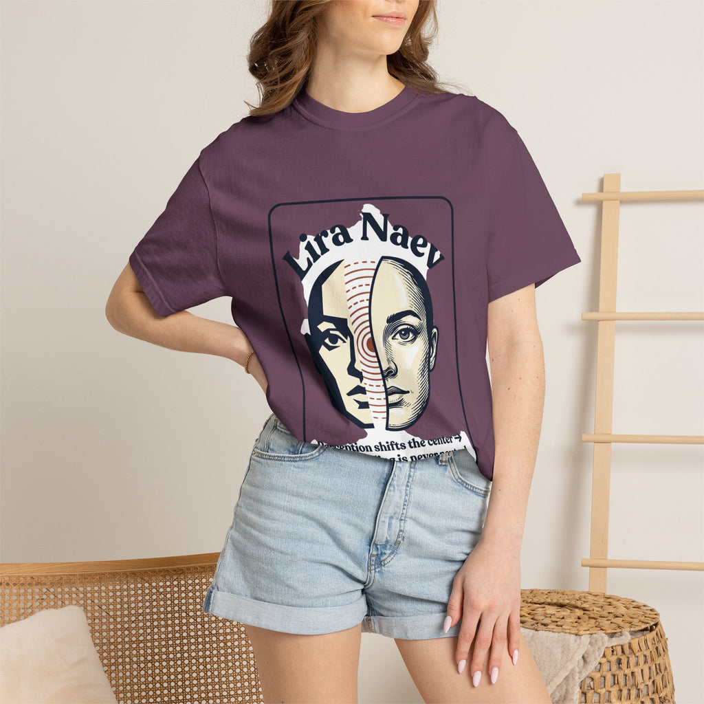 Power Runs Black PRB Lira Naev Split-Face Graphic T-Shirt — “Perception shifts the center” Statement Tee by Power Runs Black