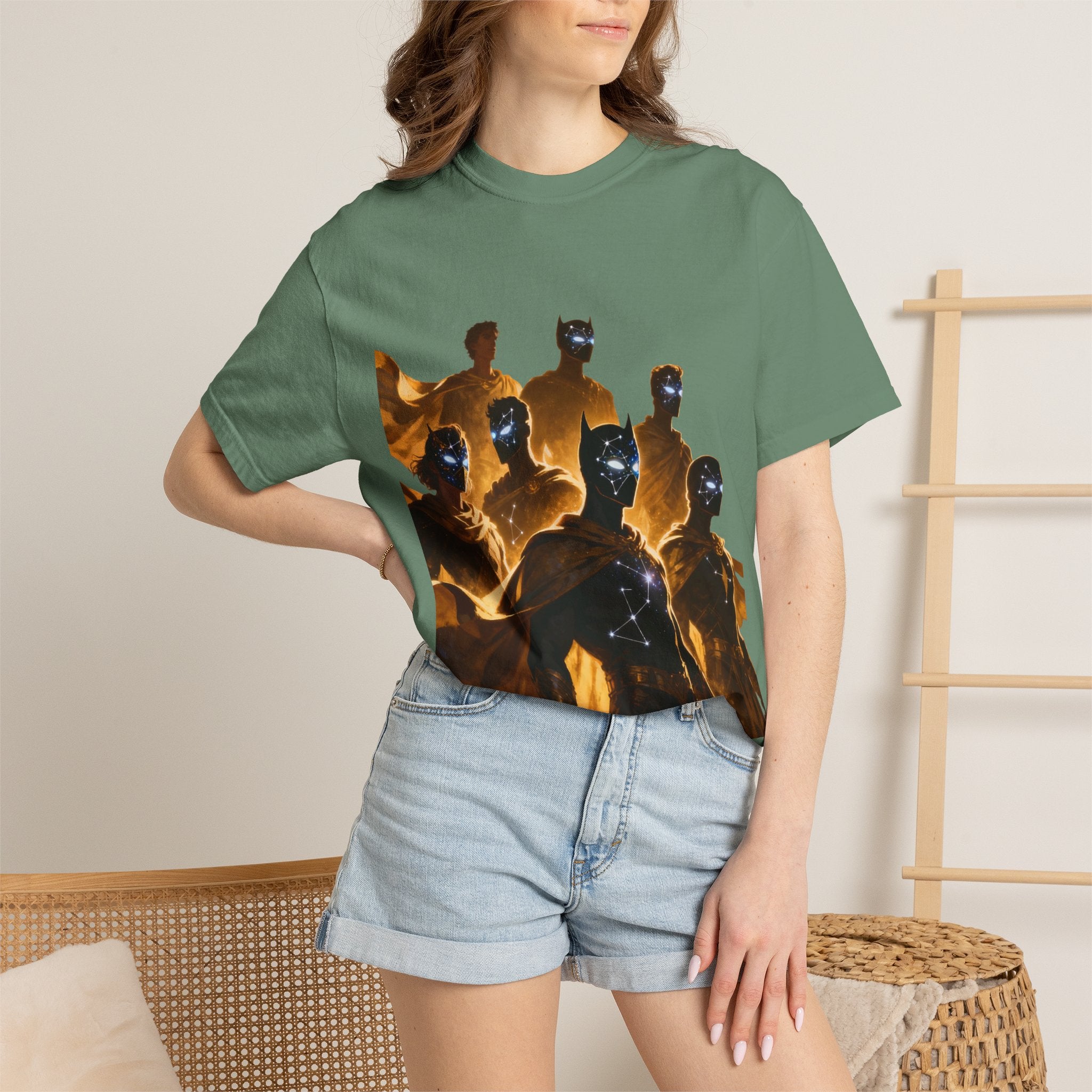 PRB Cosmic Heroes Graphic Tee (Golden Cloaks & Starry Faces) by Printify