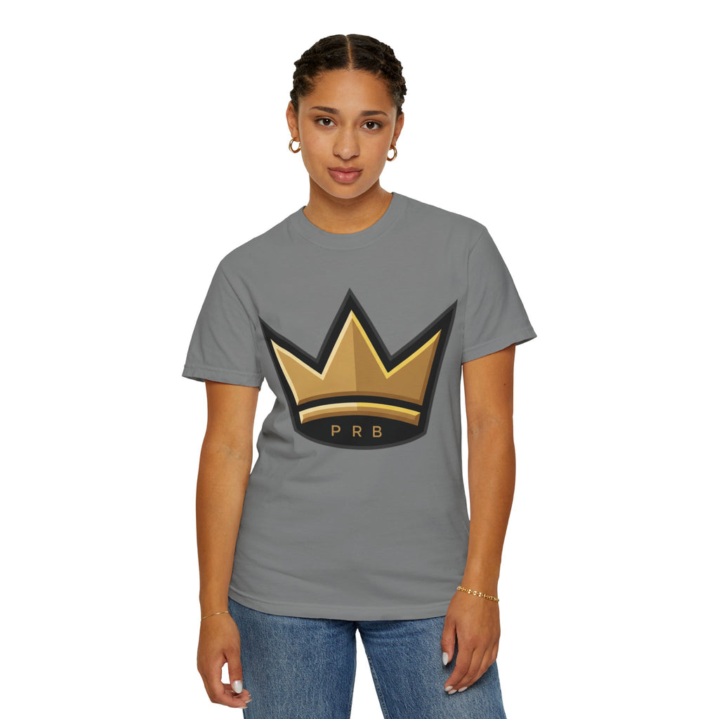 PRB Crown & Cosmos Graphic T-Shirt | Gold Royal Crest & Celestial Back by Printify