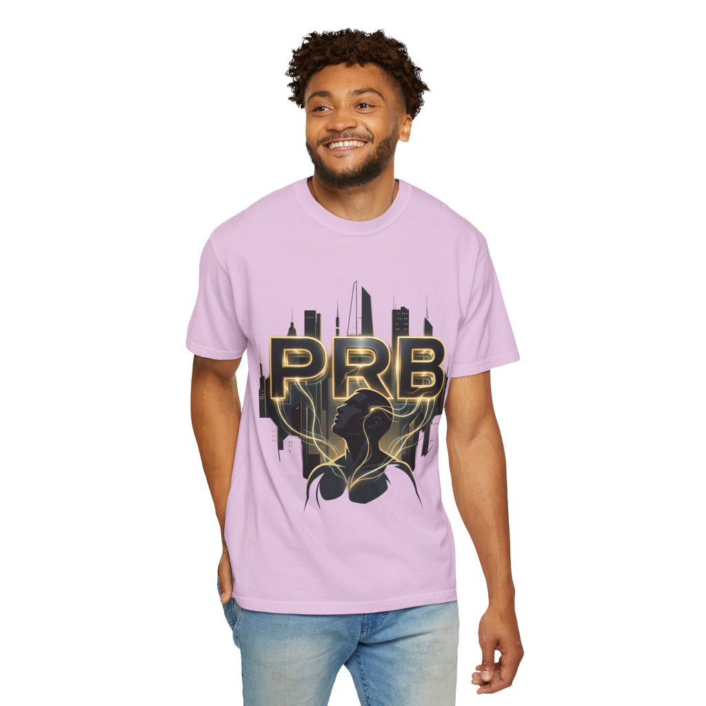 PRB Cityscape Graphic T-Shirt | Black & Gold Urban Streetwear Tee by Printify