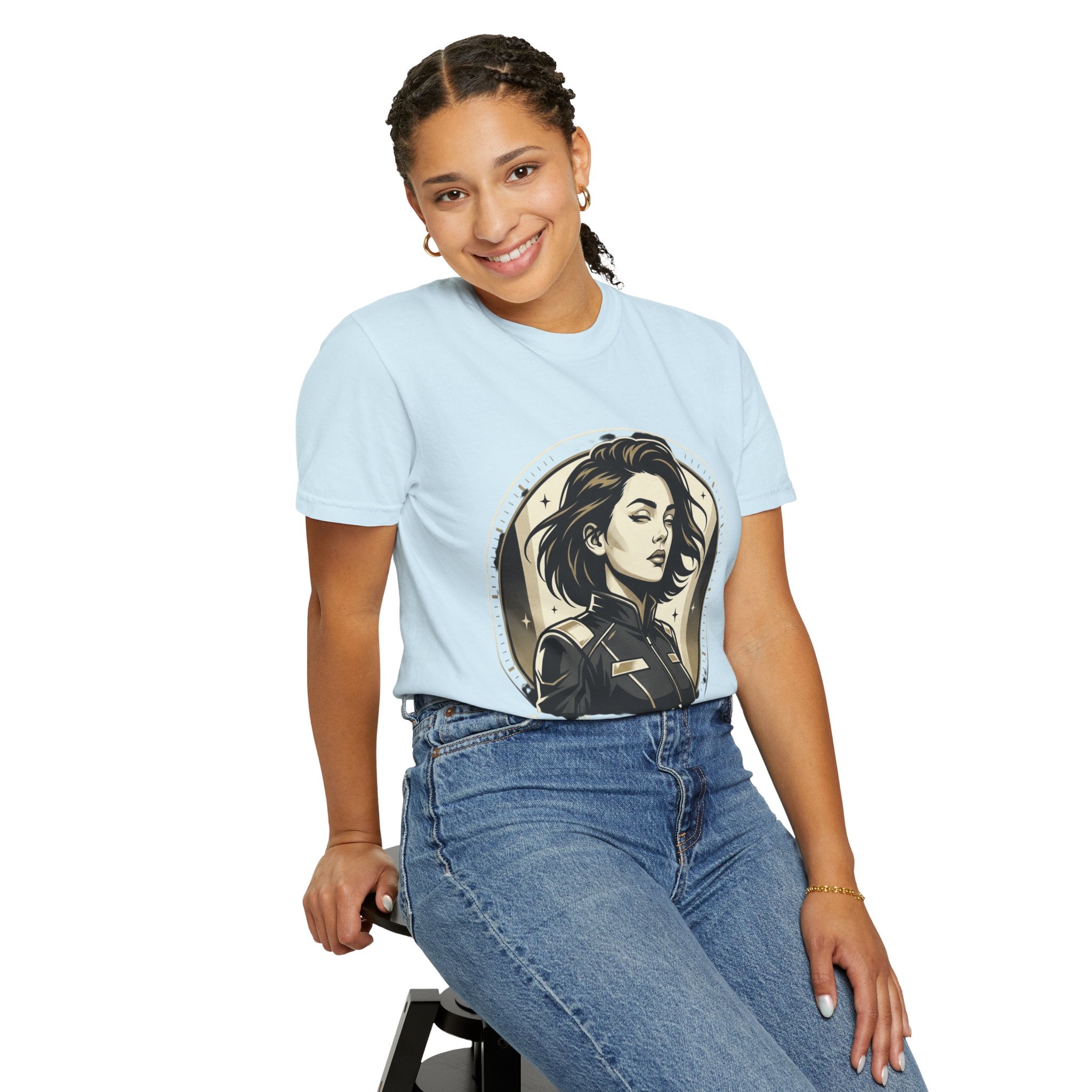 Power Runs Black Retro Space Captain Portrait T-Shirt — 'Fearless Commander' Graphic Tee by Power Runs Black