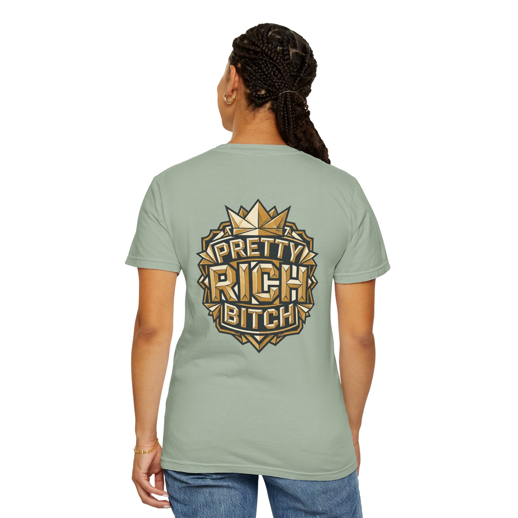 Pretty Rich Bitch The Collection by PRB T-Shirt — Bold Graphic Tee with Empowered Woman Portrait by Power Runs Black