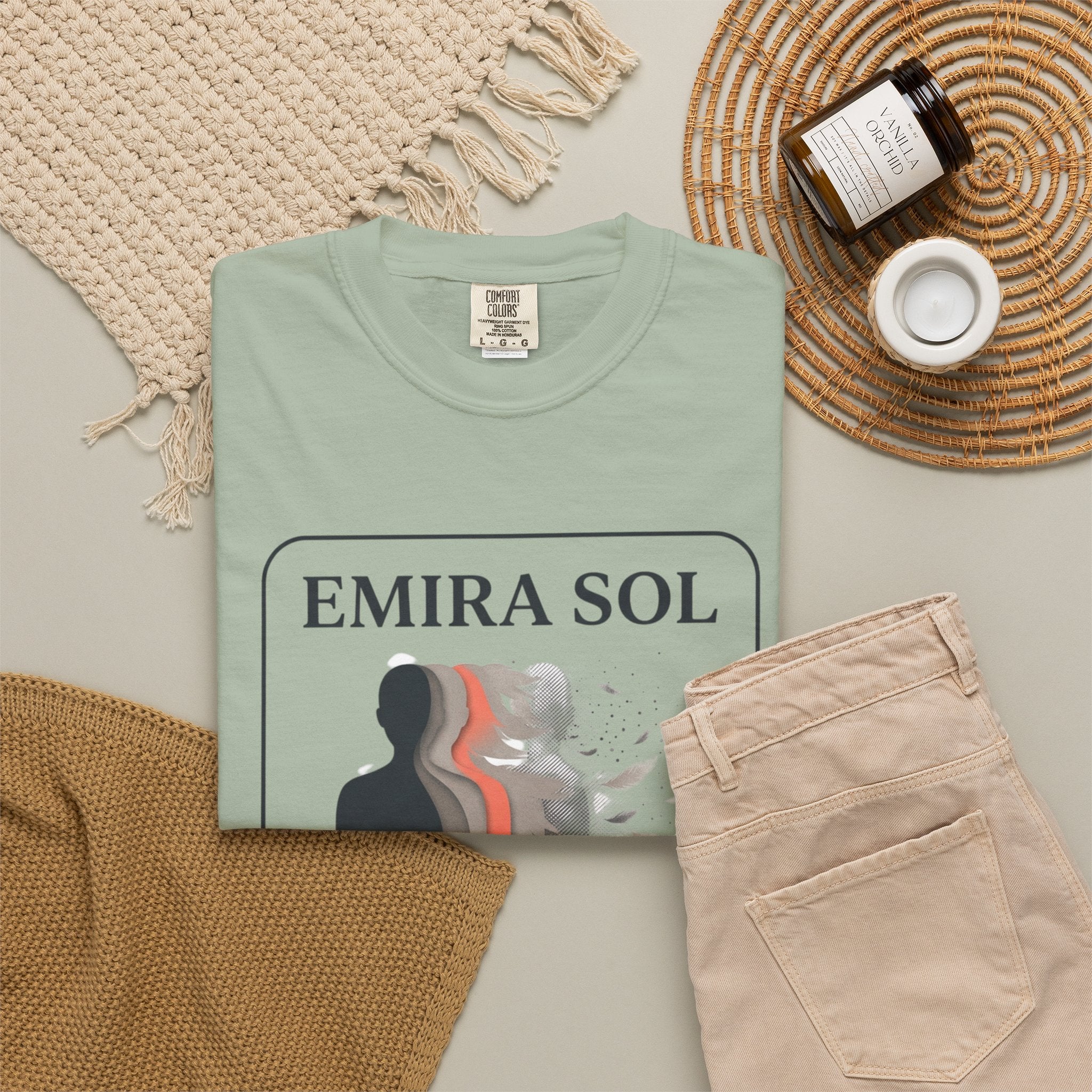 Power Runs Black PRB Emira Sol Graphic T-Shirt — Silhouette Art "Release Shadows" Tee by Printify