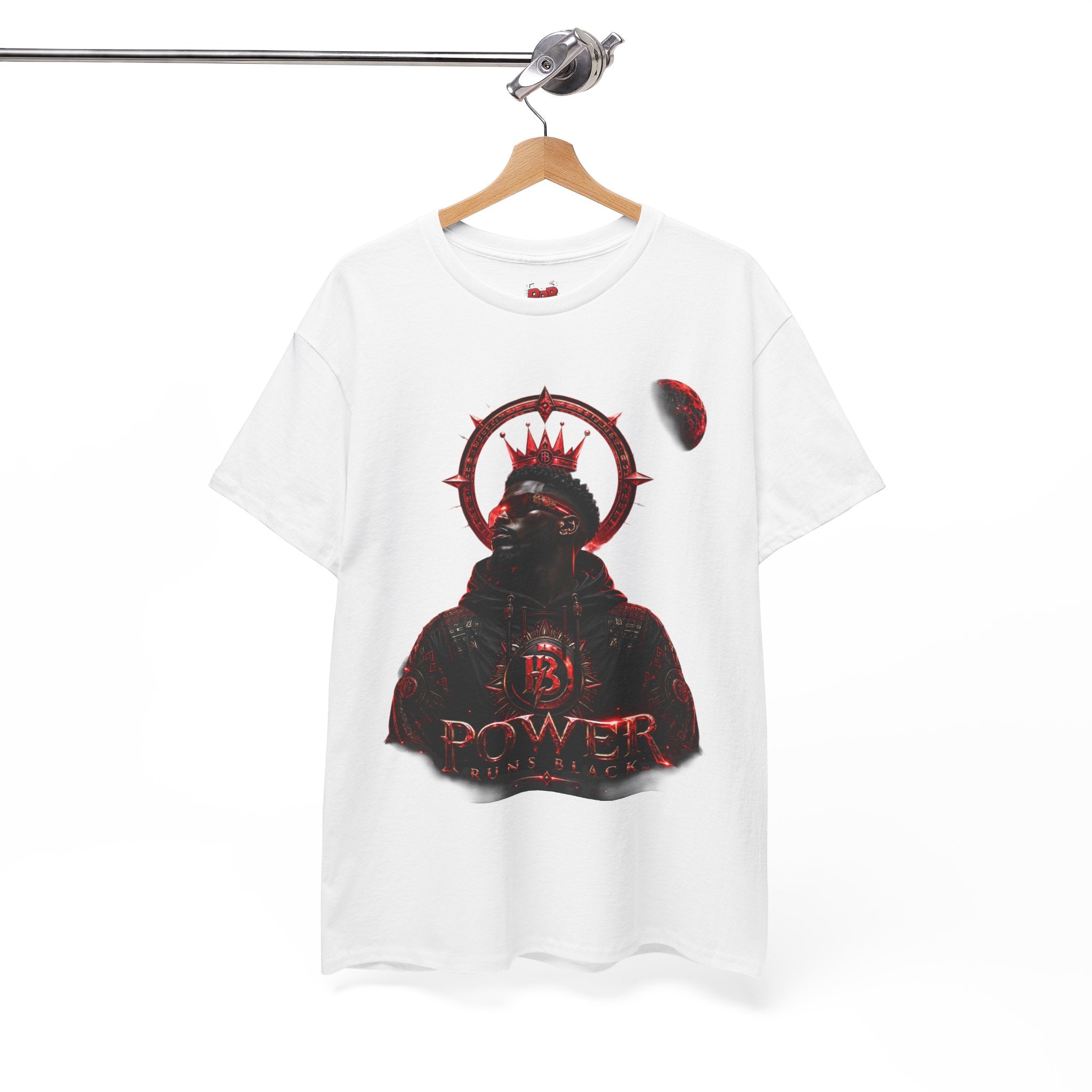 Power Runs Black Red Angel Graphics Tee by Printify