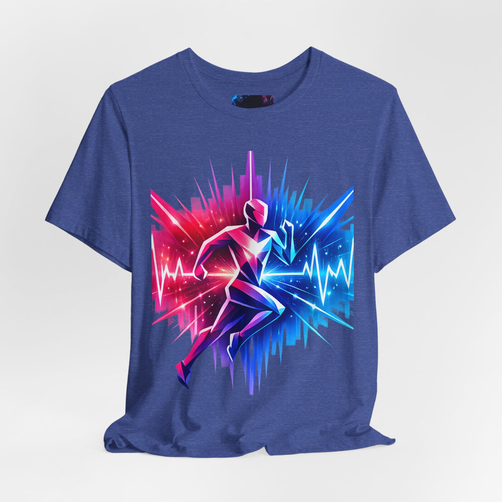Power Runs Black PRB Running Pulse Graphic Tee — Neon Runner Heartbeat Sports T‑Shirt by Power Runs Black