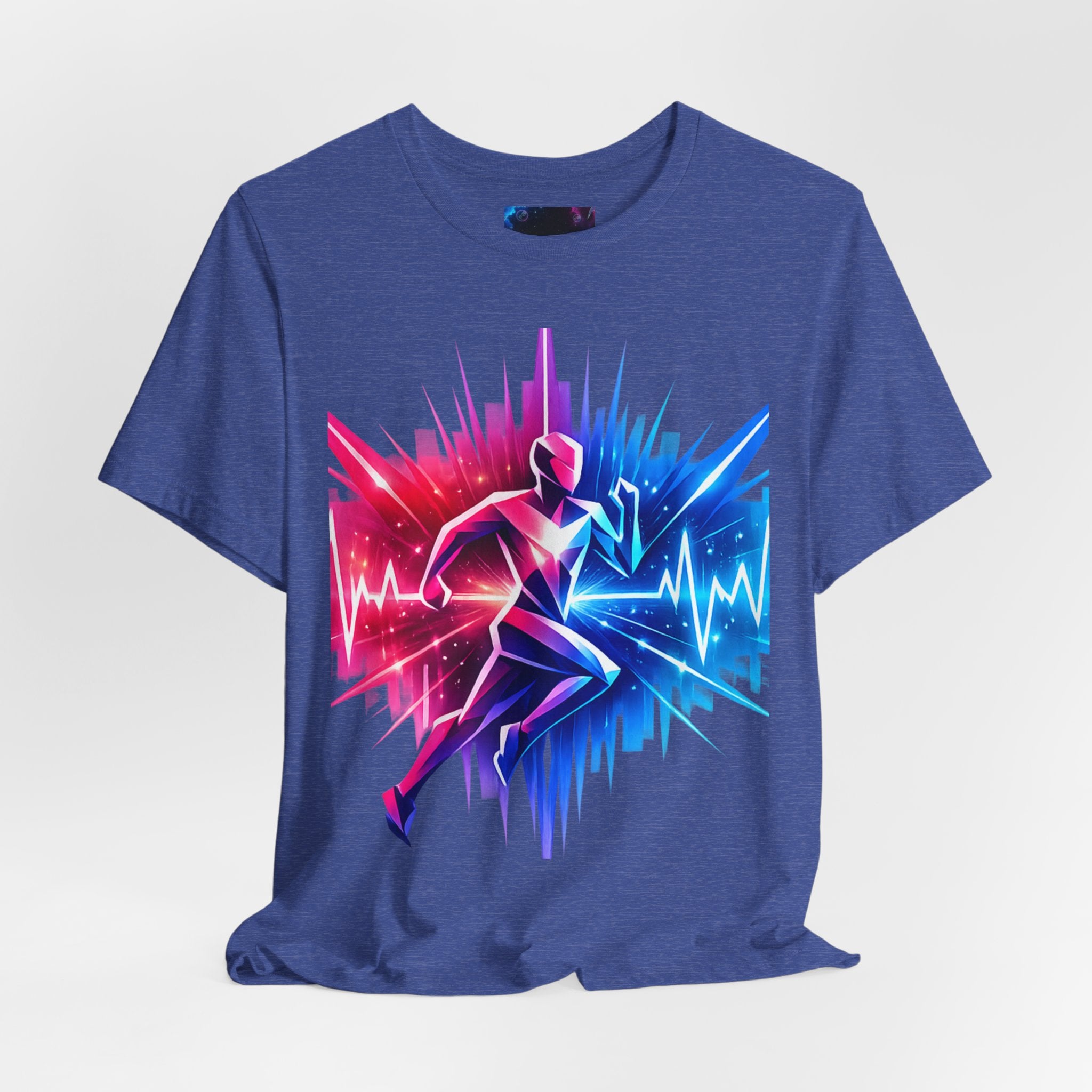 Power Runs Black PRB Running Pulse Graphic Tee — Neon Runner Heartbeat Sports T‑Shirt by Power Runs Black