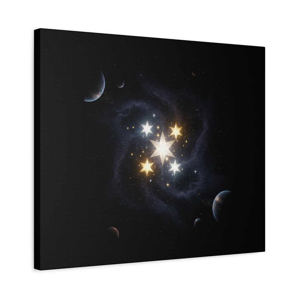 PRB Celestial Star Cluster Matte Canvas Print — Cosmic Planets Wall Art by Printify