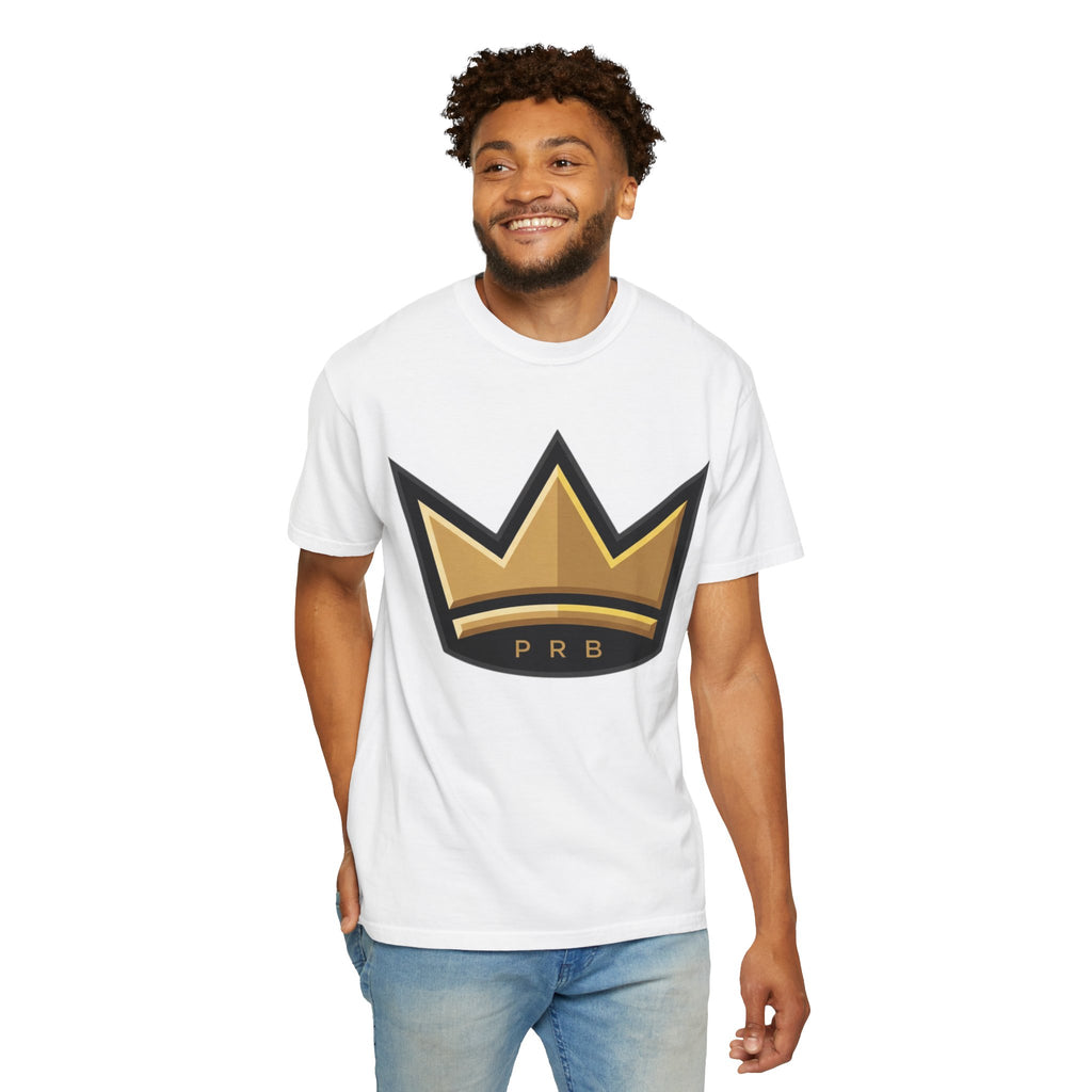 PRB Crown & Cosmos Graphic T-Shirt | Gold Royal Crest & Celestial Back by Printify