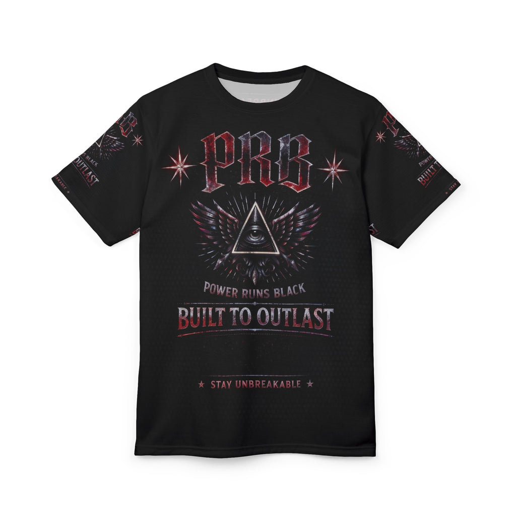 PRB Built to Outlast Tee — PRB Power Runs Black Graphic Shirt by Printify