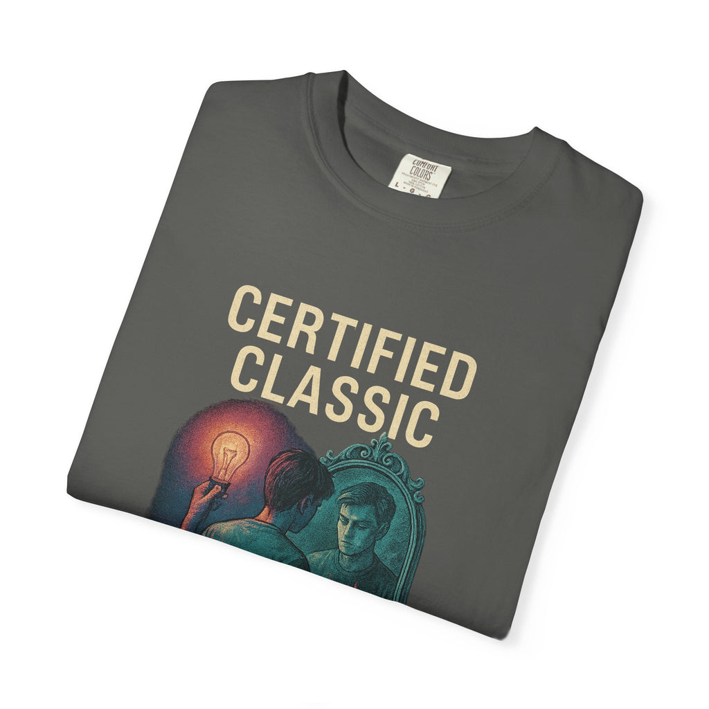PRB Certified Classic Mirror Illustration T-shirt | Retro Mystic Artwork by Power Runs Black