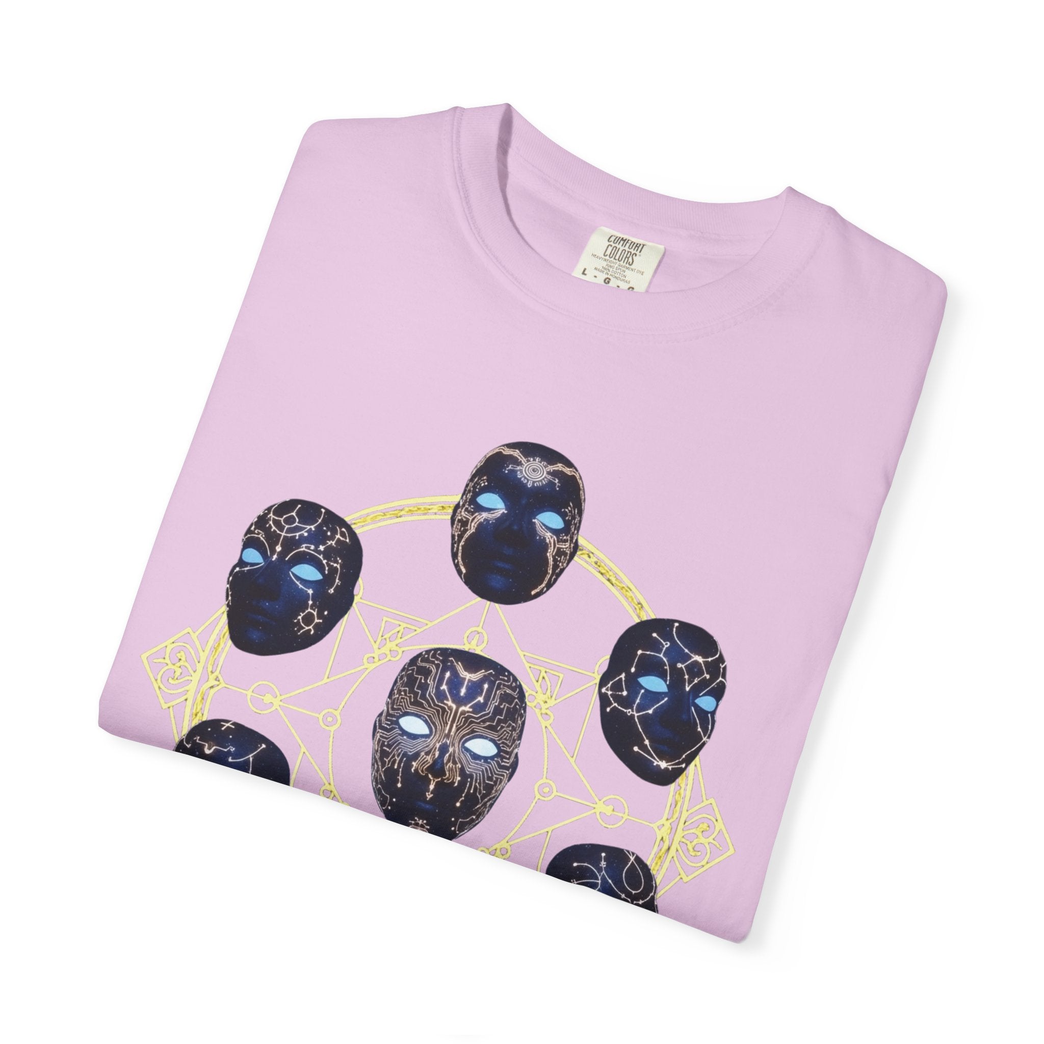 PRB Tribal Mask Circle Graphic Tee, Spiritual Afrocentric Art by Power Runs Black