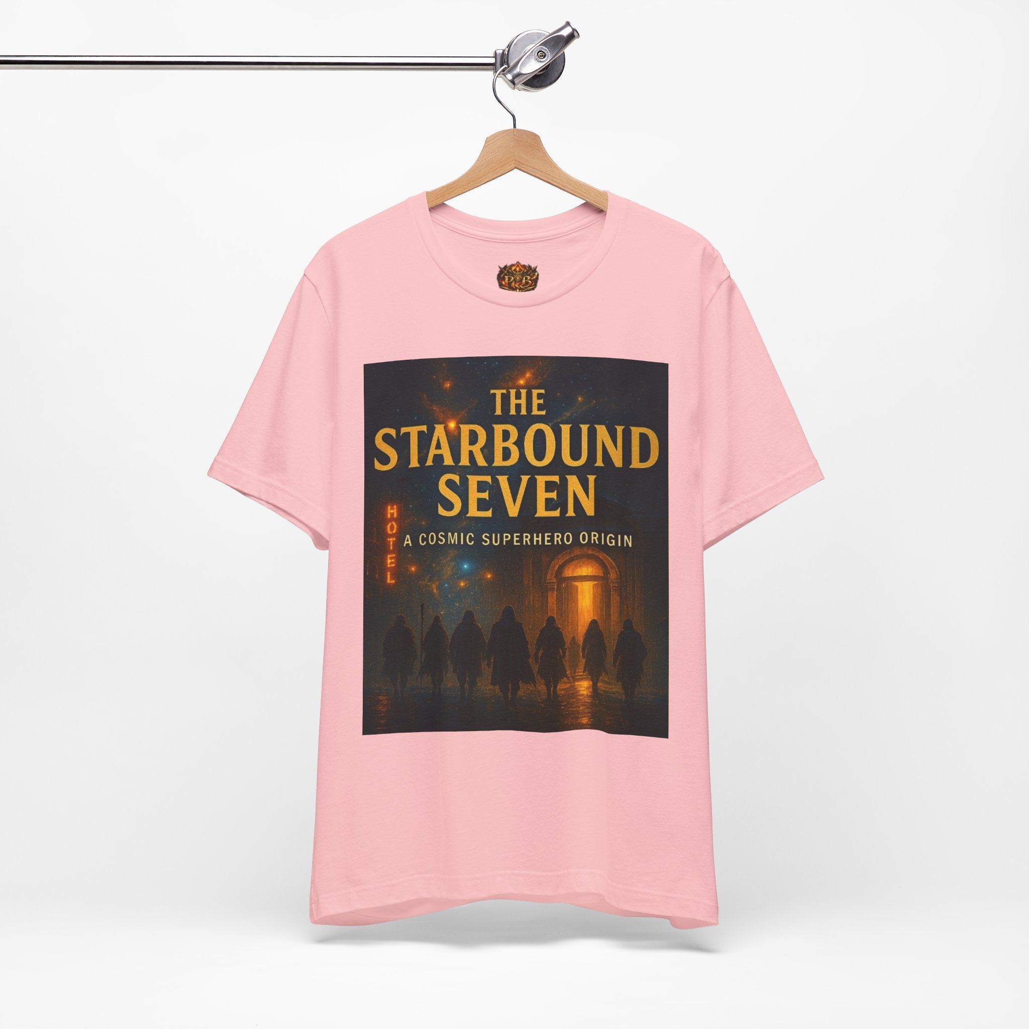 Power Runs Black PRB The Starbound Seven Tee – Retro Cosmic Superhero Poster Shirt by Power Runs Black
