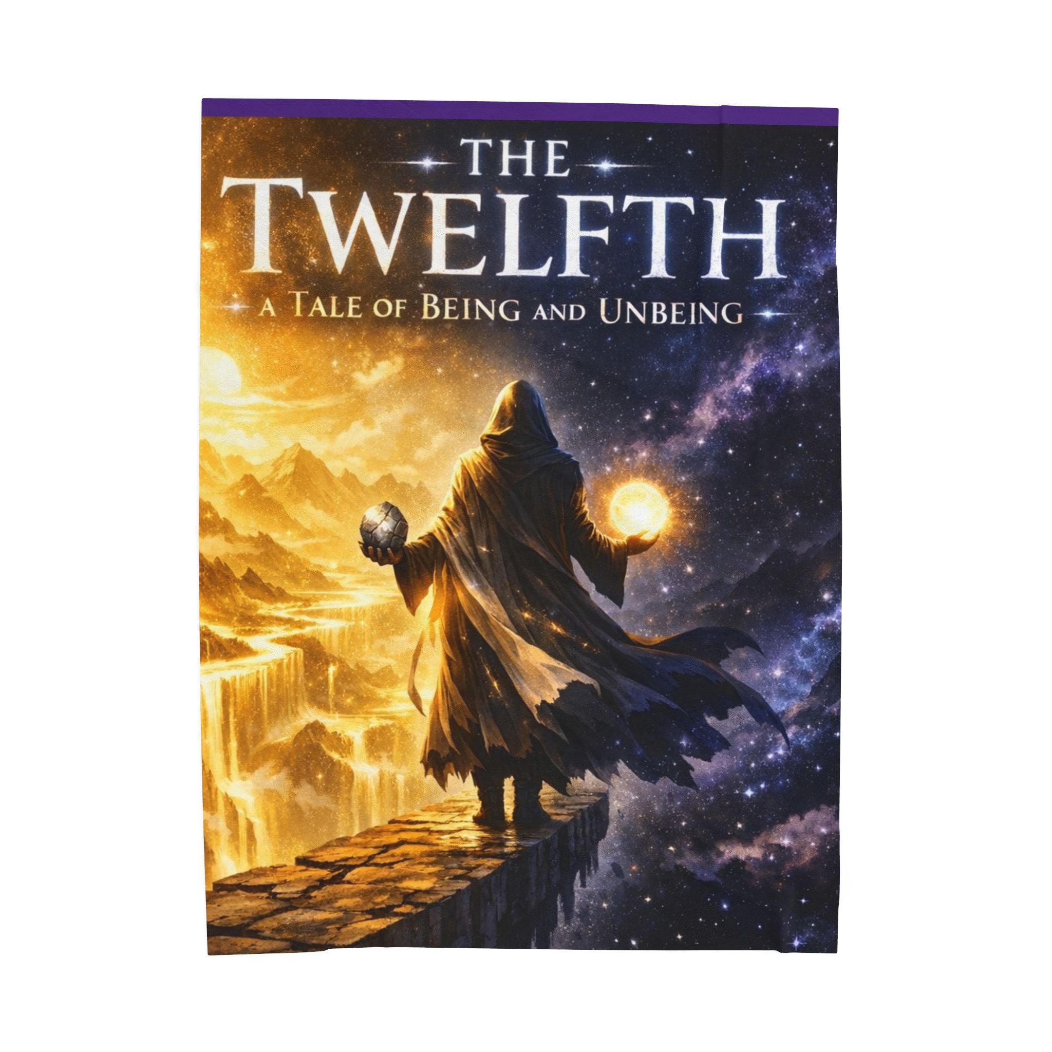 PRB Velveteen Plush Blanket — 'The Twelfth: A Tale of Being and Unbeing' Fantasy Book Cover Throw by Power Runs Black