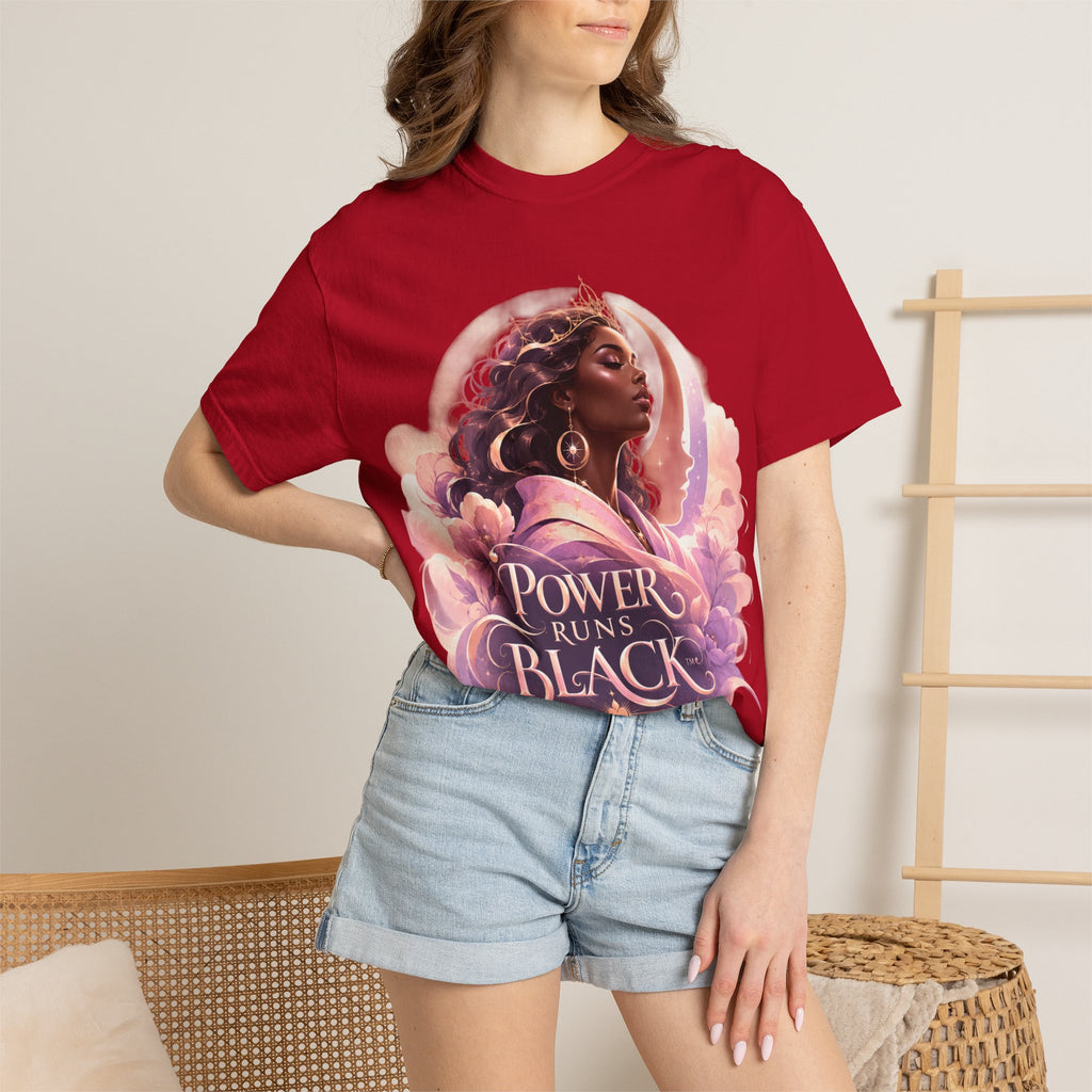 Power Runs Black graphic tee | Black woman portrait, Afro empowerment shirt by Power Runs Black
