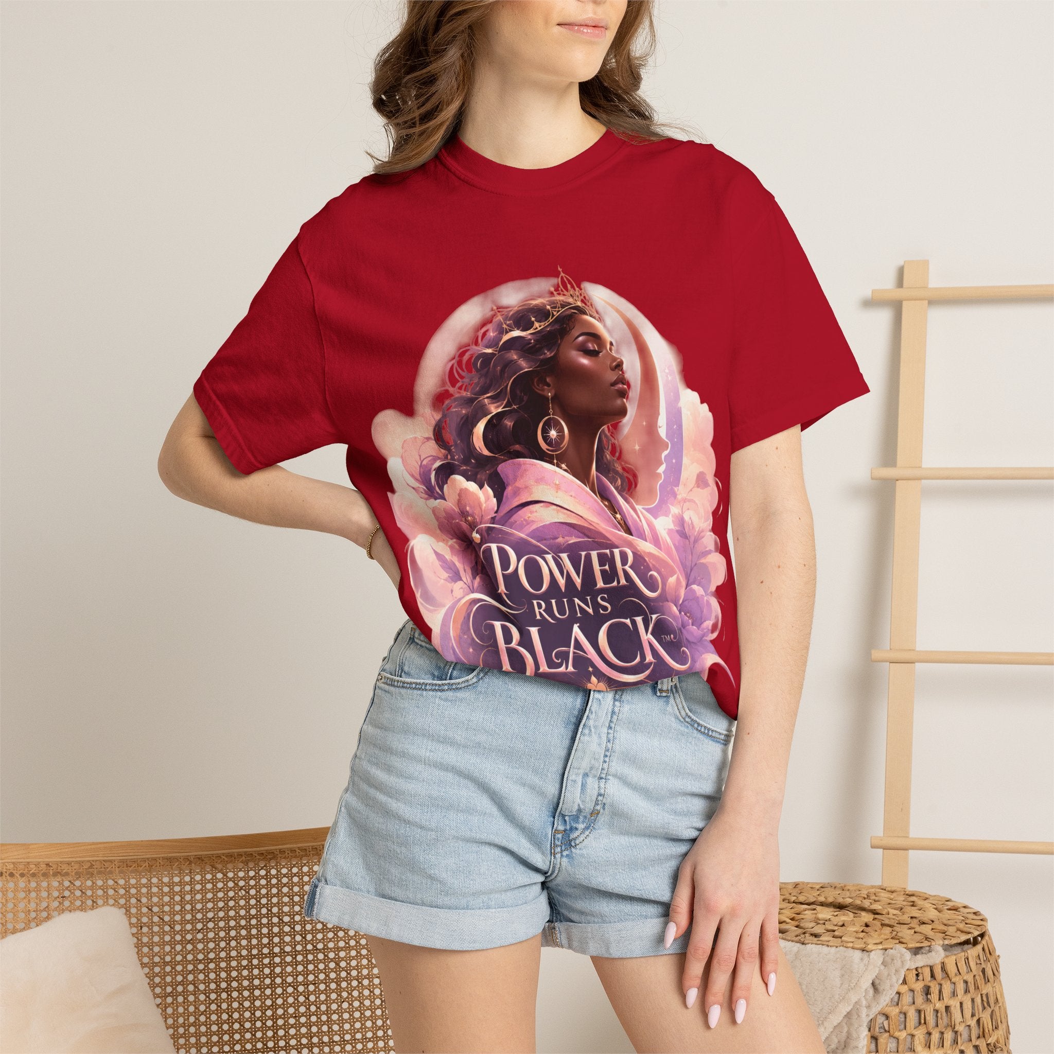 Power Runs Black graphic tee | Black woman portrait, Afro empowerment shirt by Power Runs Black