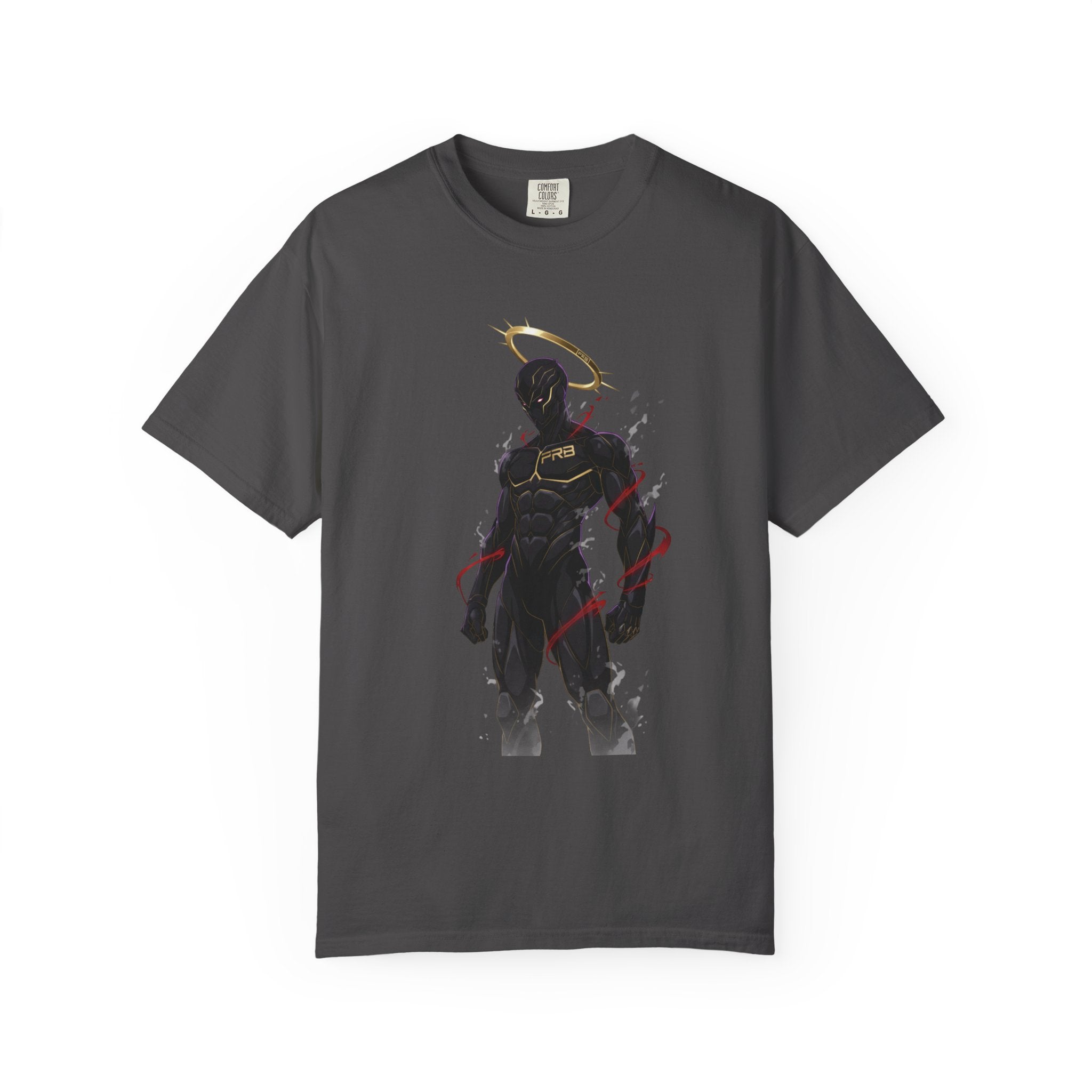 PRB Shadow Hero Graphic T-Shirt — Haloed Vigilante Illustration by Printify