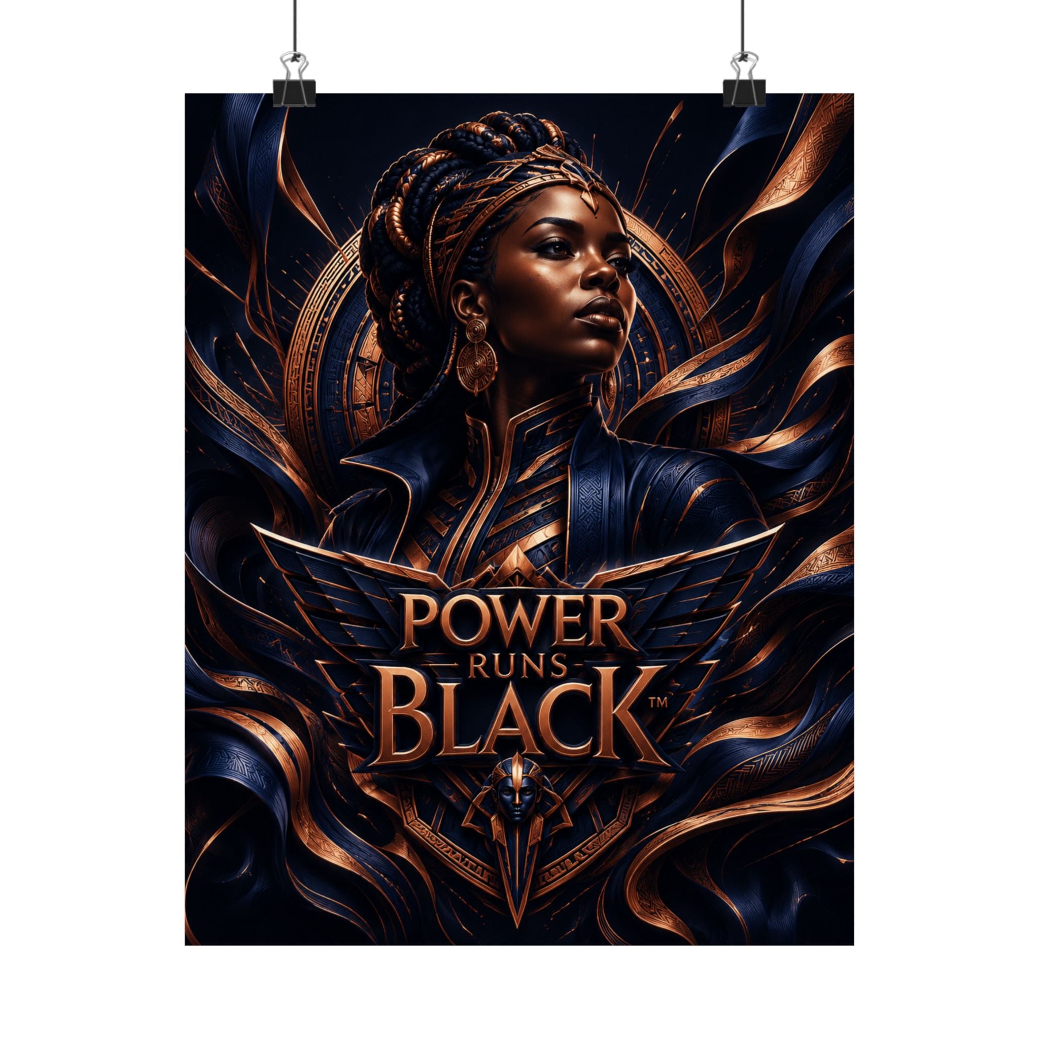 Power Runs Black Matte Poster — Afrocentric Inspirational Wall Art by Power Runs Black