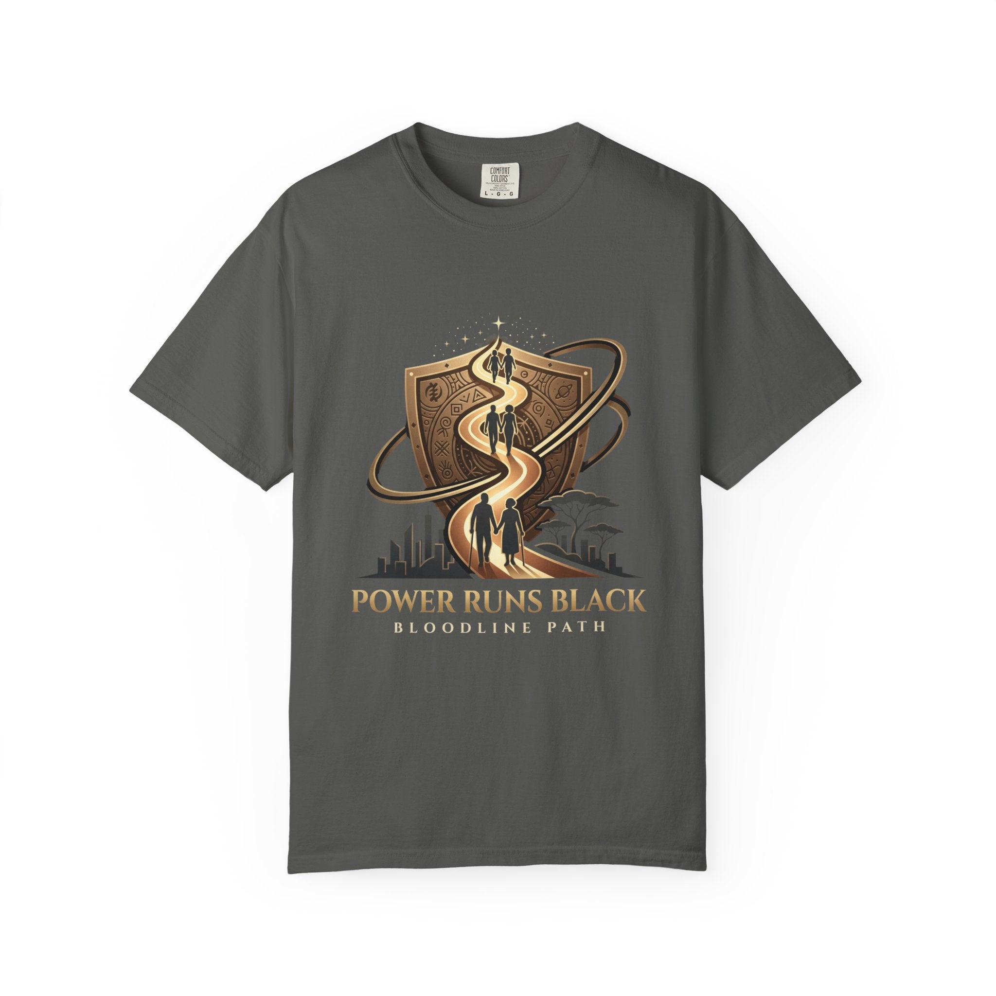 PRB Shield City Skyline Graphic T-Shirt | Serpent Emblem Streetwear Tee by Printify