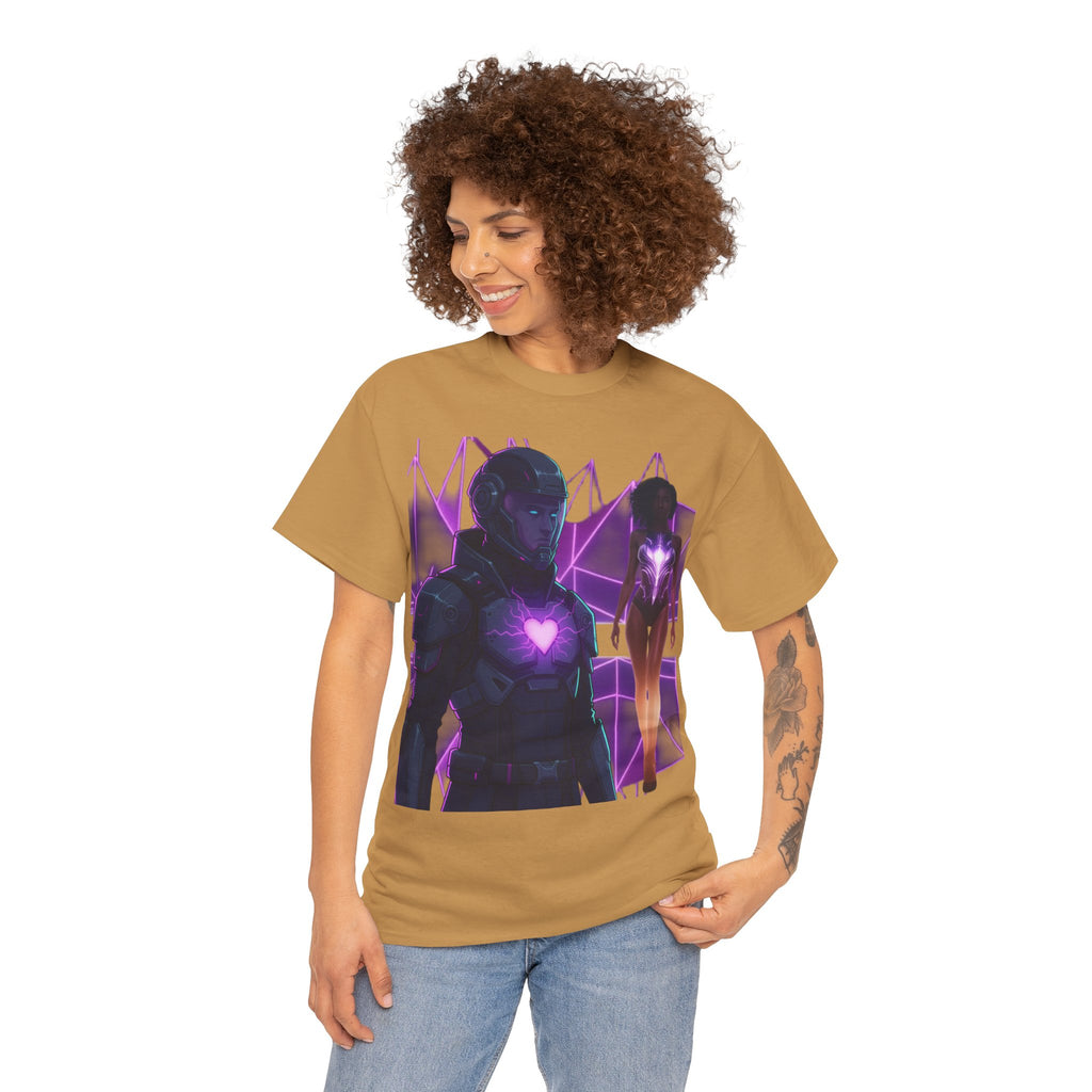 Power Run Black PRB Pretty Rich Bitch The Collection Purple Heart Cyberpunk Knight T-Shirt | Futuristic Armor Sci‑Fi Tee by Printify