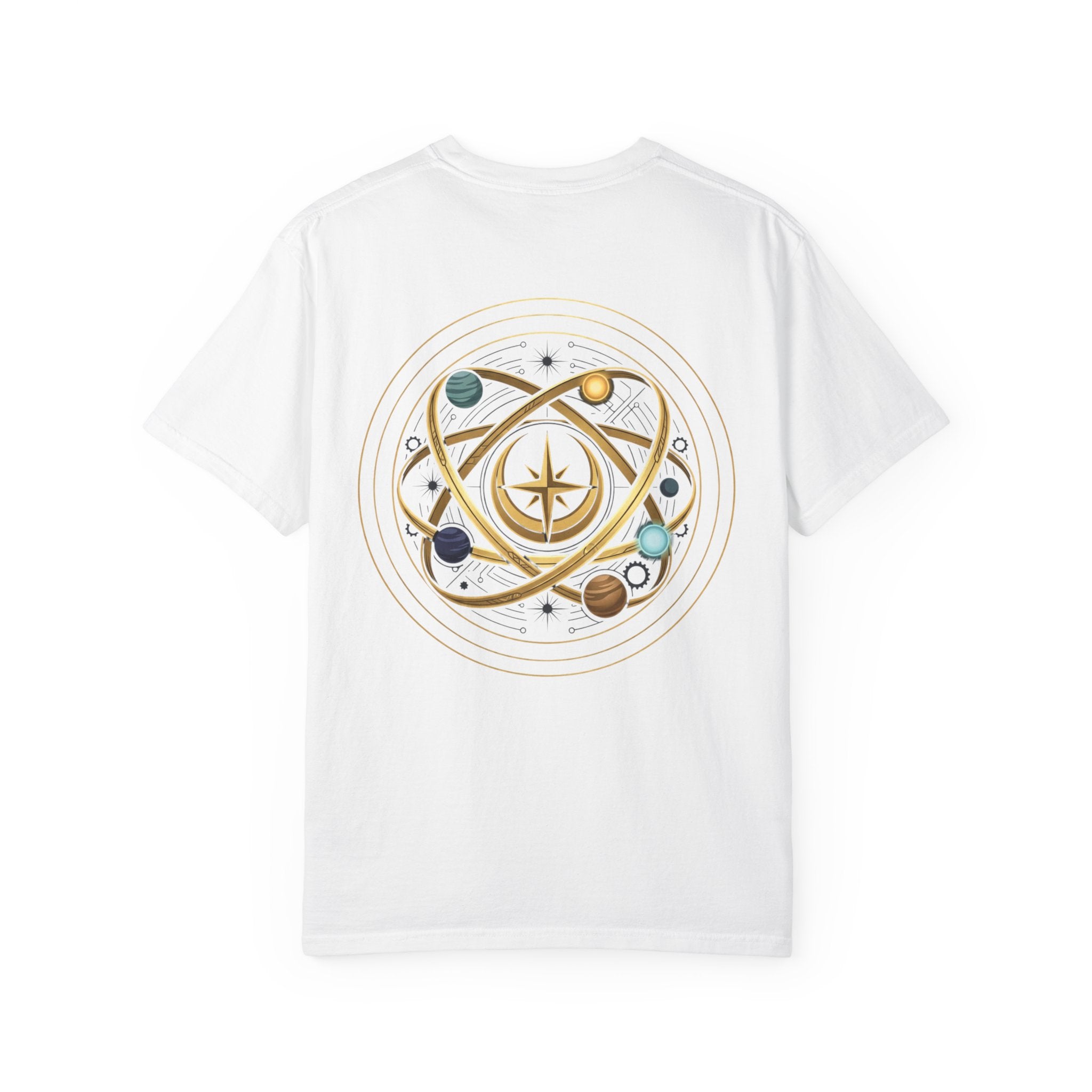 PRB Crown & Cosmos Graphic T-Shirt | Gold Royal Crest & Celestial Back by Printify