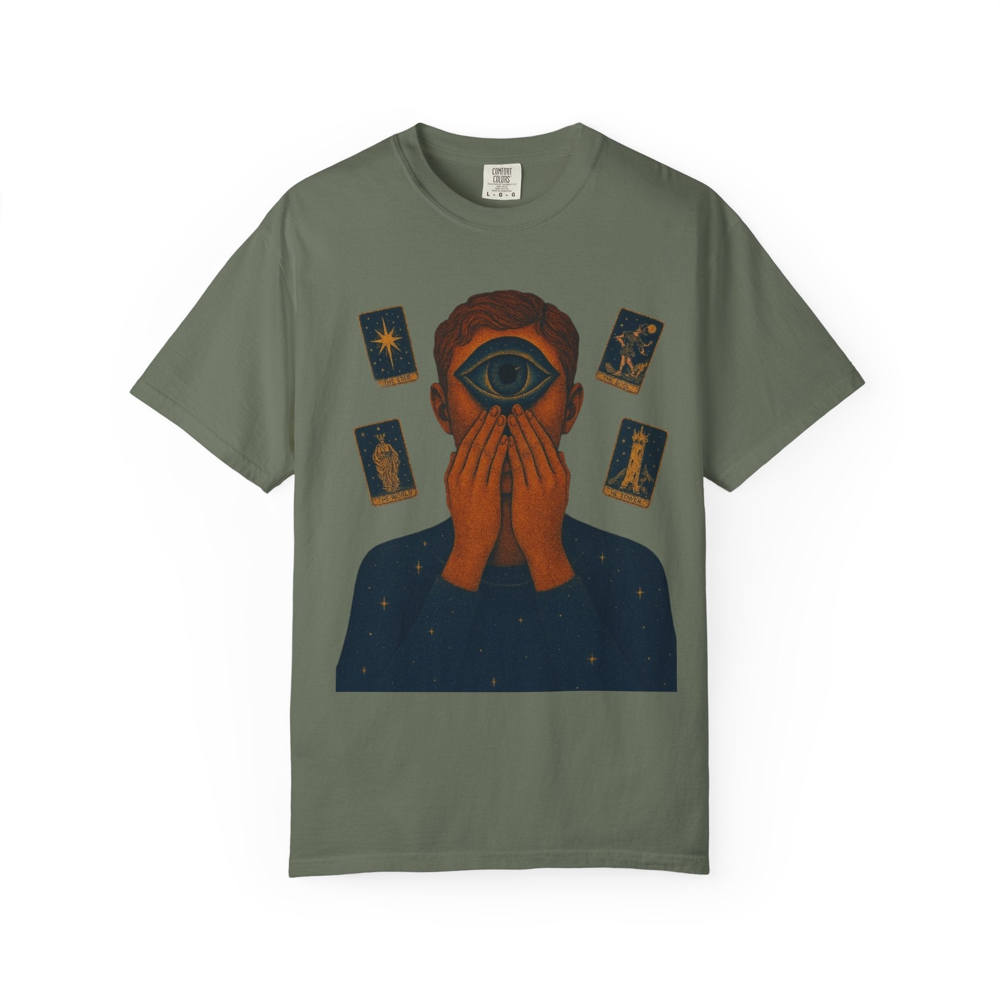 PRB Third Eye Tarot Illustration T-shirt | Occult Mystic Artwork by Power Runs Black
