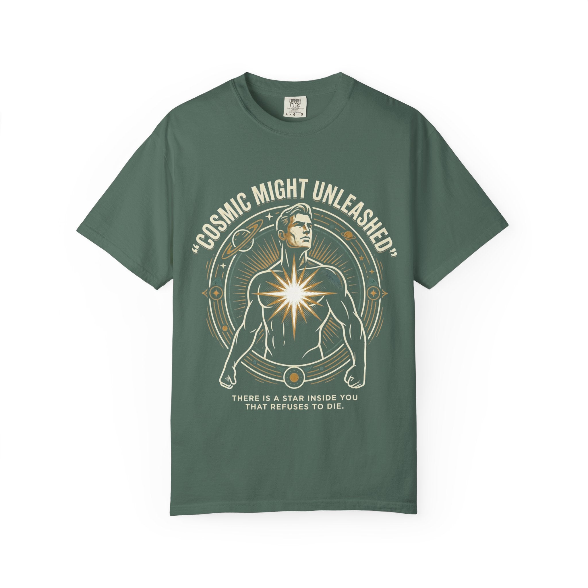 PRB Starforged Flex Cosmic Might Unleashed T-Shirt — Astral Hero Graphic Tee by Power Runs Black