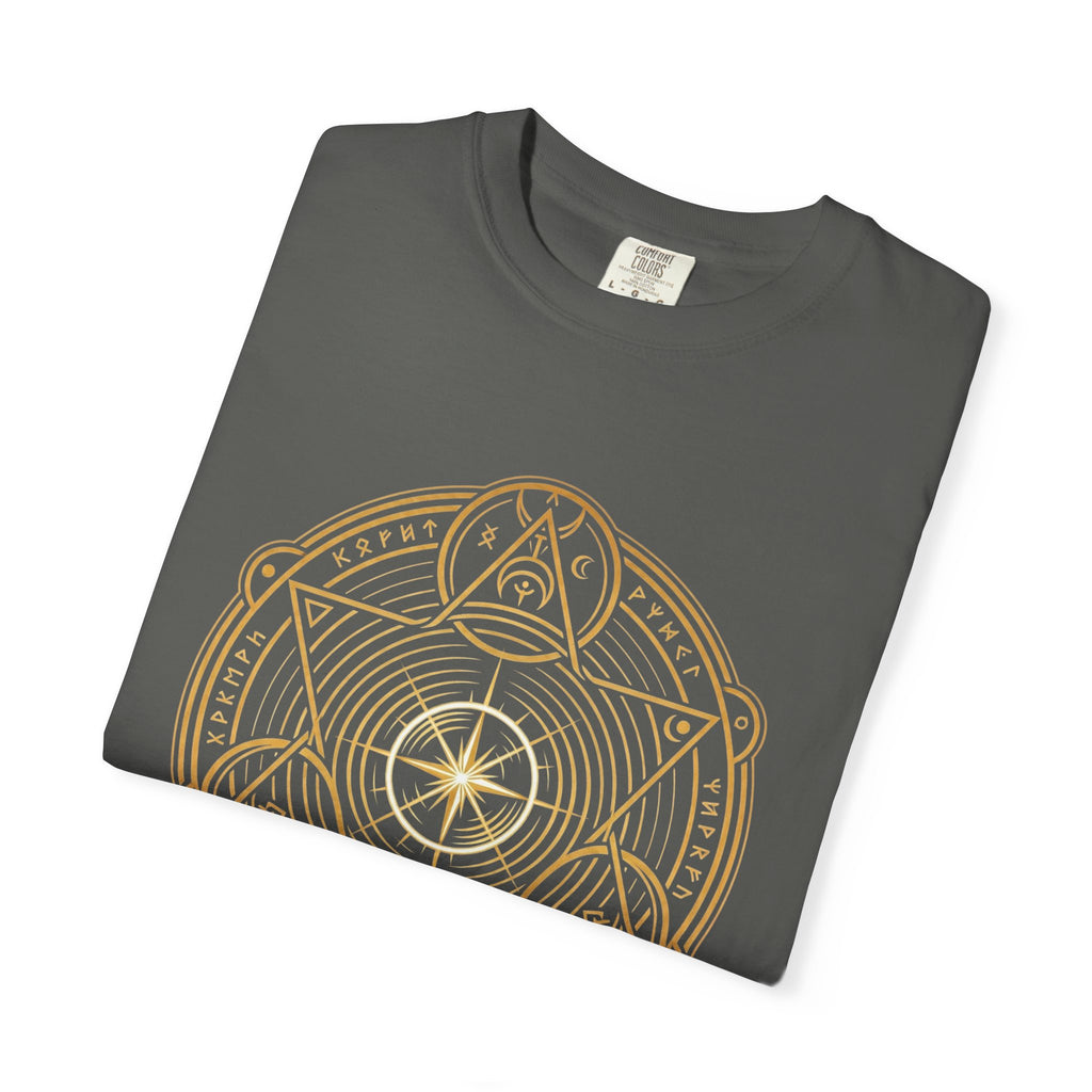 Power Runs Black PRB — Veyra Kain Geometric Sigil Tee with “Too Much Becomes Ruin” Graphic T-Shirt by Printify