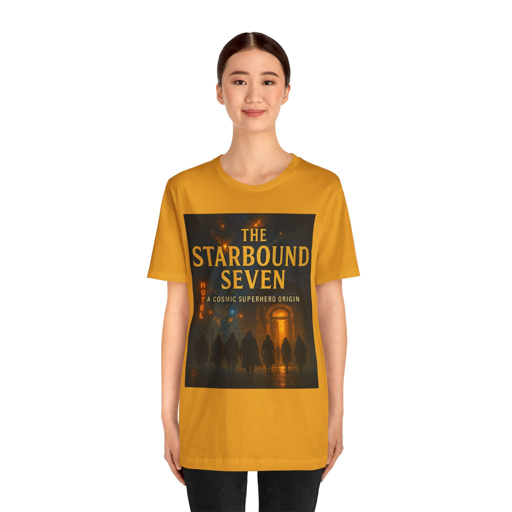 Power Runs Black PRB The Starbound Seven Tee – Retro Cosmic Superhero Poster Shirt by Power Runs Black