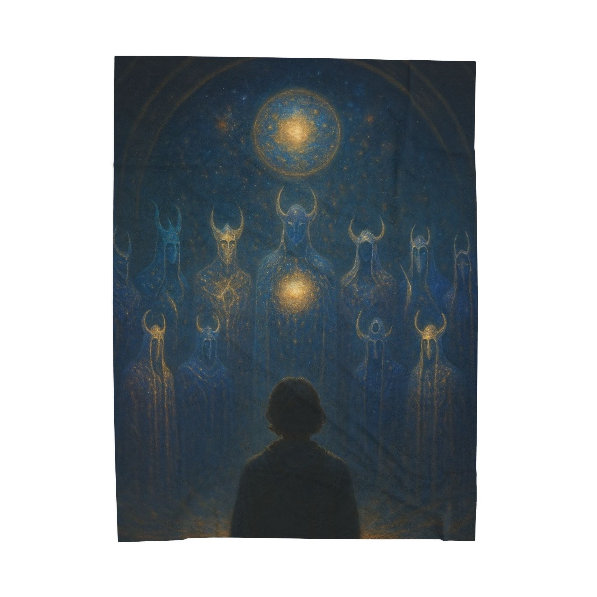 PRB Mystical Spirits Stargazing Velveteen Plush Blanket | Celestial Figures, Night Sky by Printify