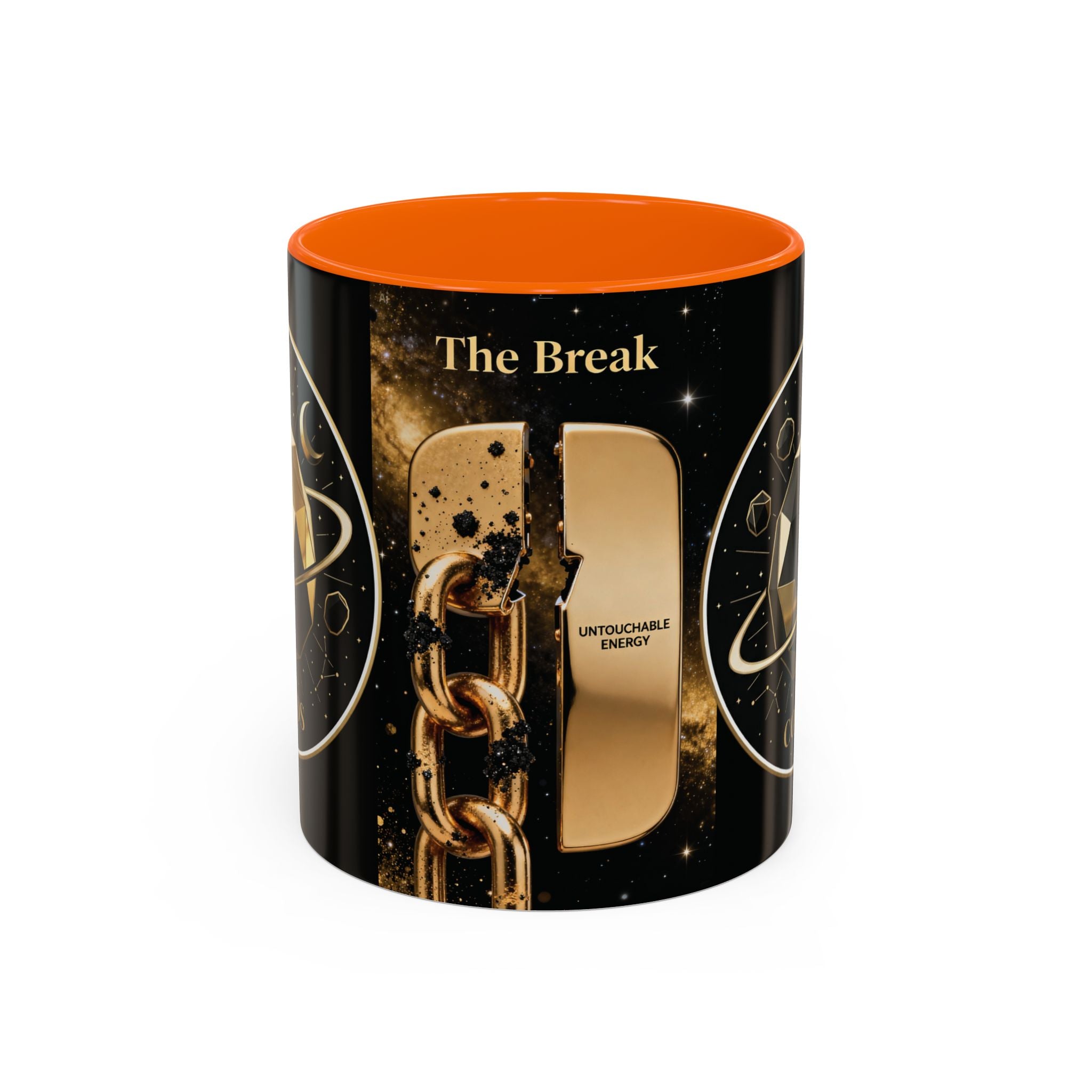 PRB Gold Cosmos Design Accent Coffee Mug | The Break, Planet Illustration by Power Runs Black