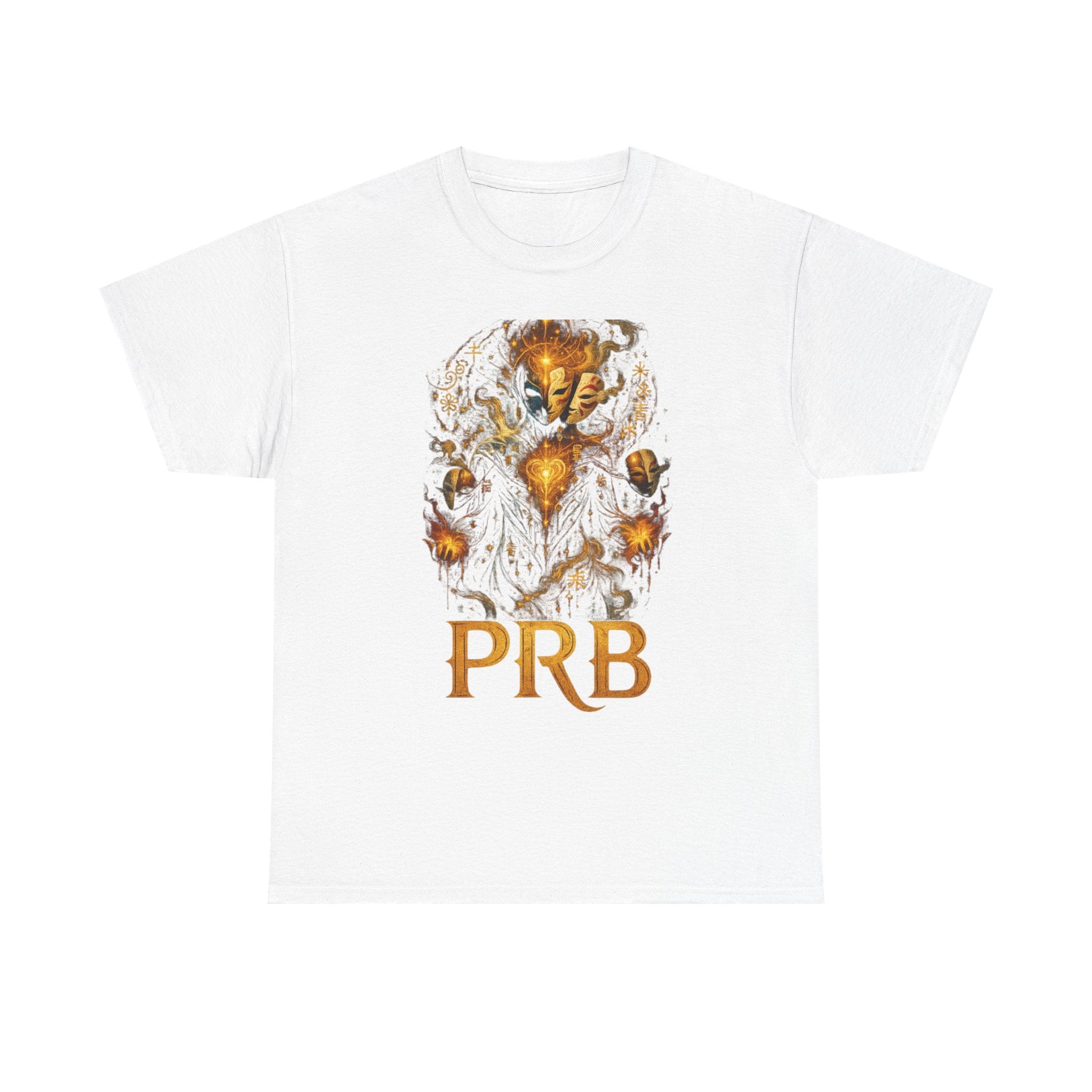 PRB Golden Mystic Mask Graphic Tee — Vintage Nature Illustration T-Shirt by Power Runs Black