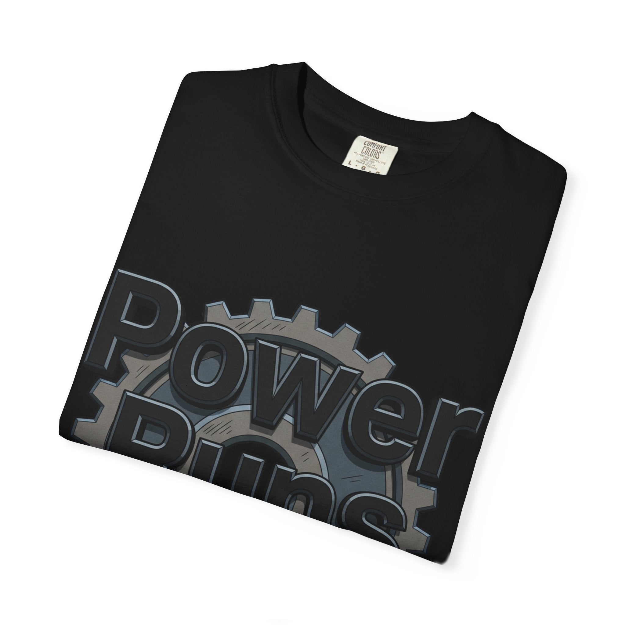 PRB Power Runs Black Gear Graphic Tee | Garment-Dyed Heavyweight Cotton by Power Runs Black