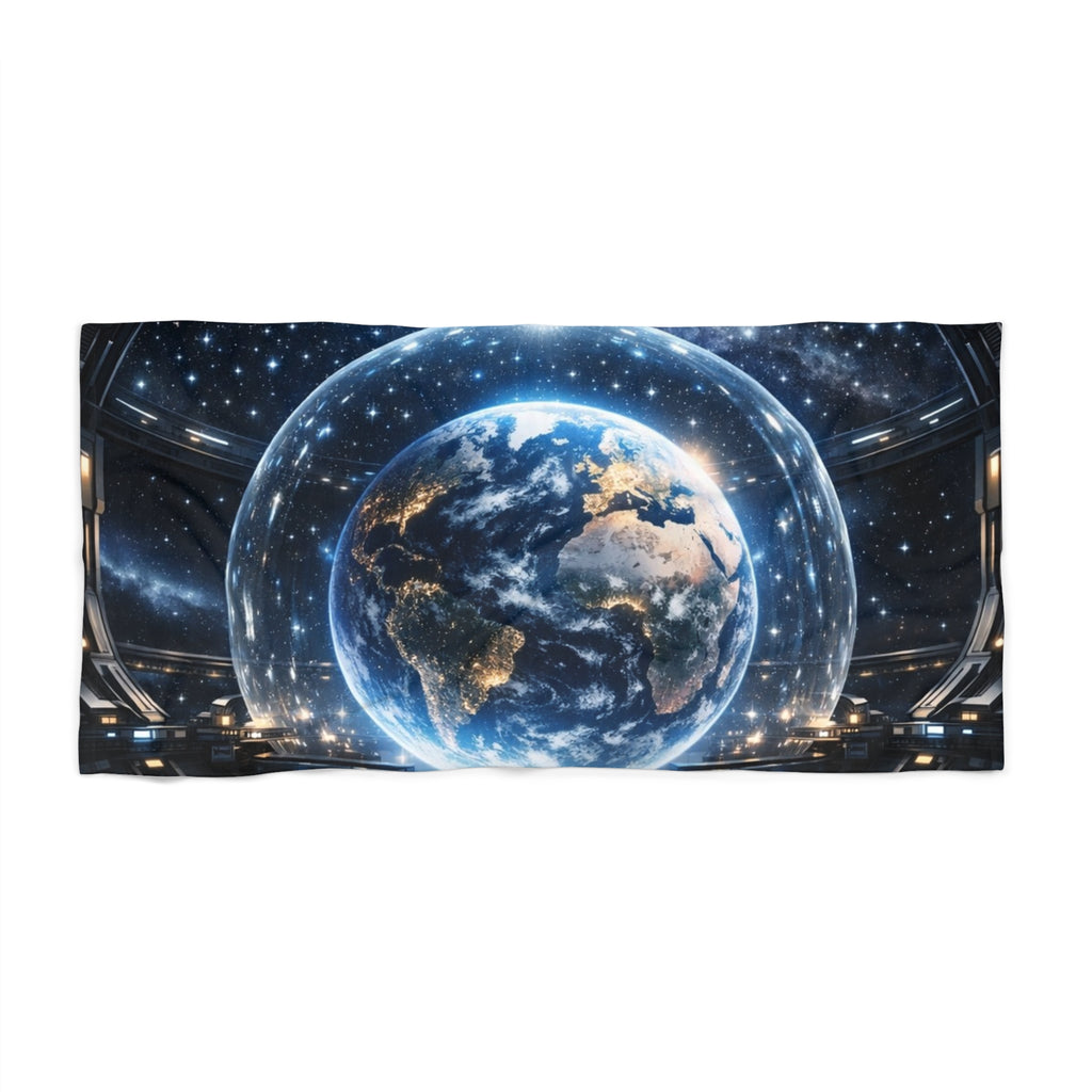 PRB Earth in Space beach towel | Planet Globe Astronomy print by Printify