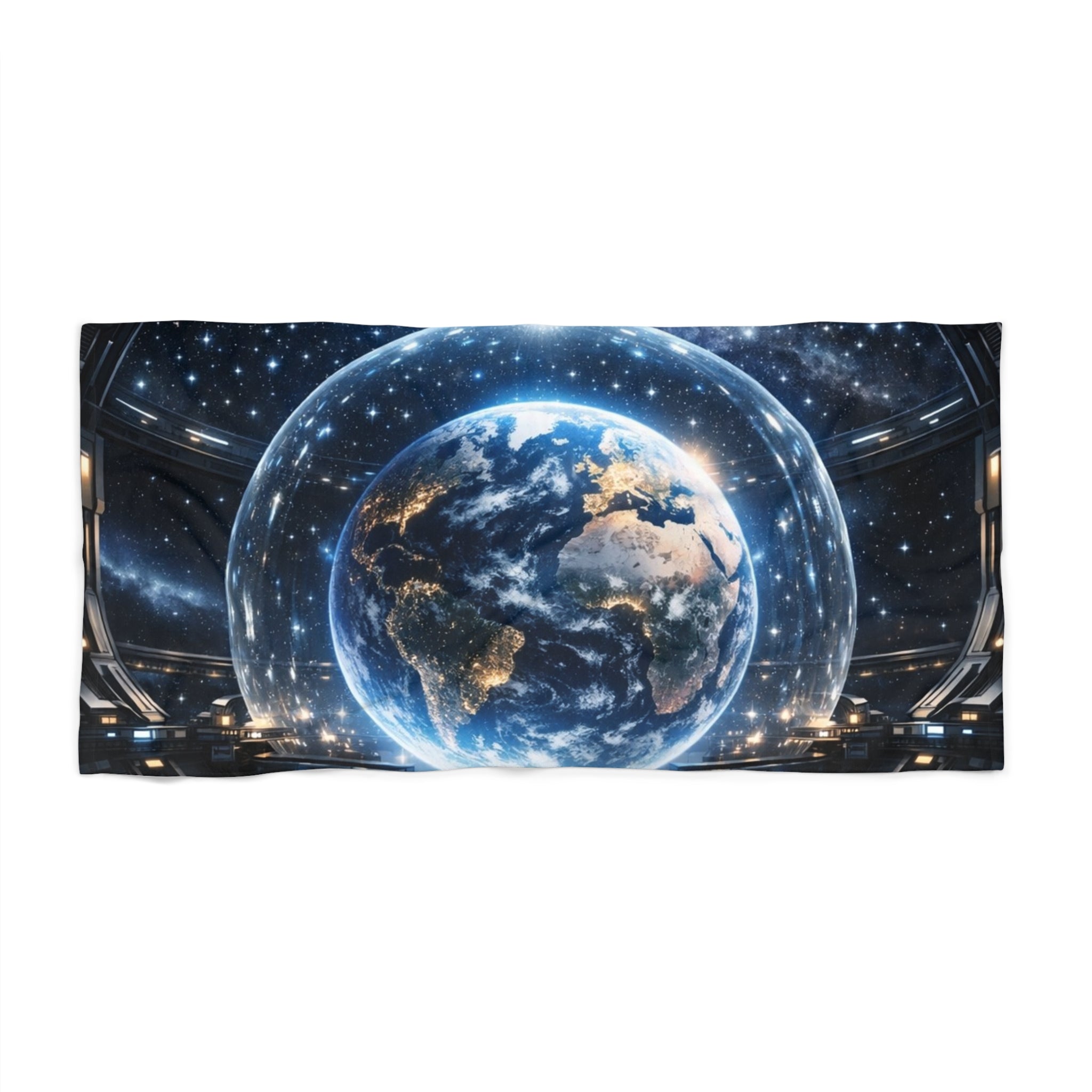 PRB Earth in Space beach towel | Planet Globe Astronomy print by Printify