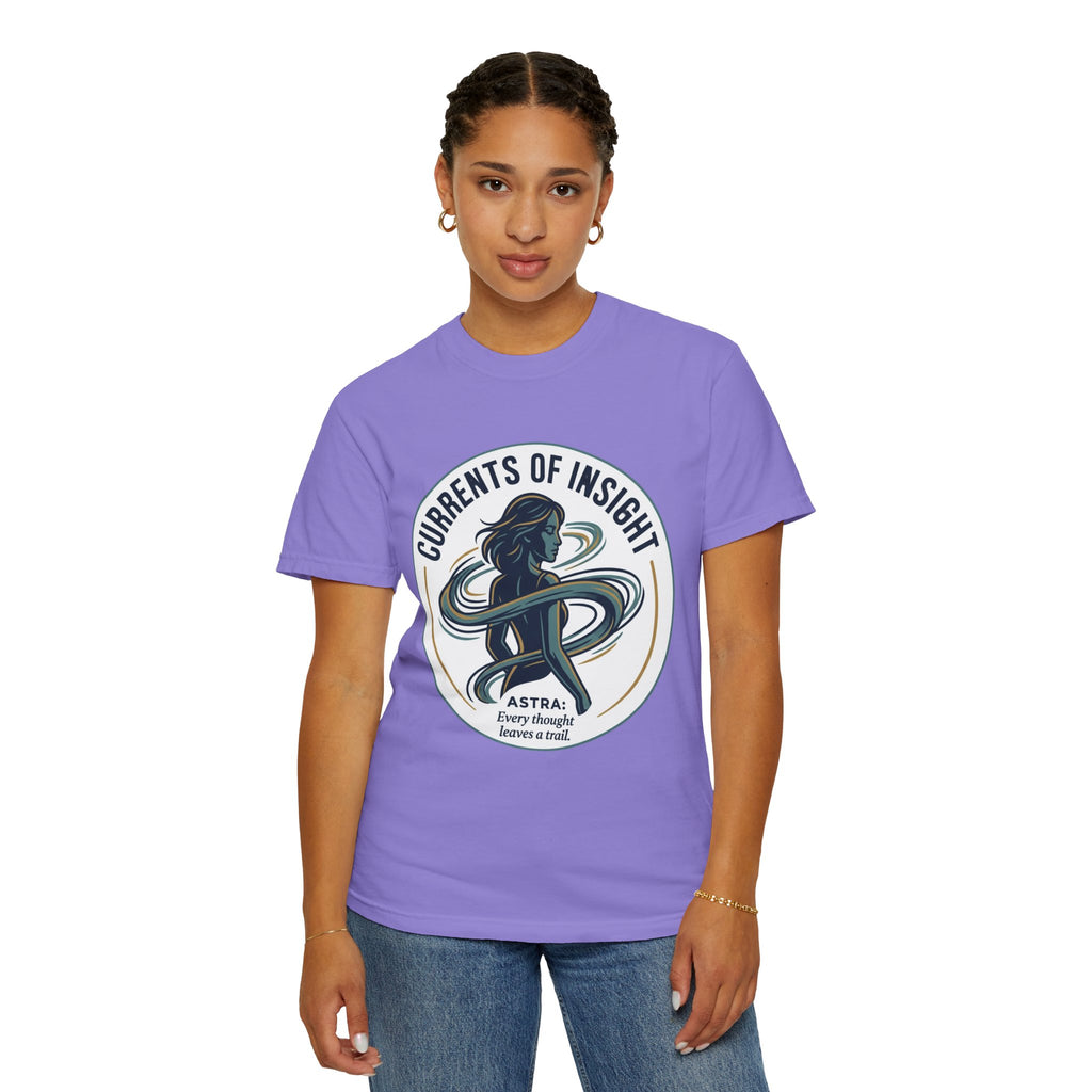 Power Runs Black Currents of Insight T-Shirt — 'Astra: Every thought leaves a trail' Graphic Tee by Power Runs Black