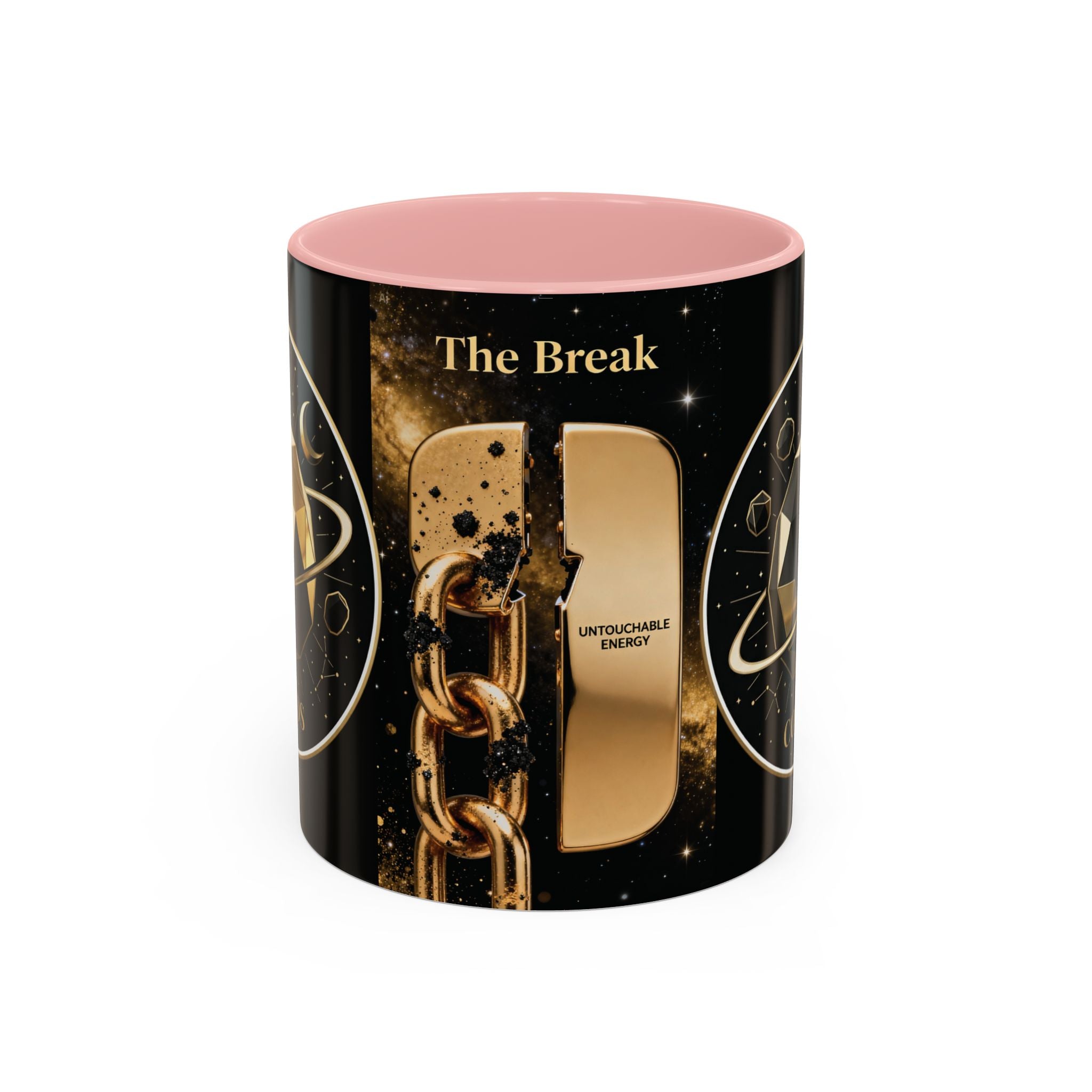 PRB Gold Cosmos Design Accent Coffee Mug | The Break, Planet Illustration by Printify