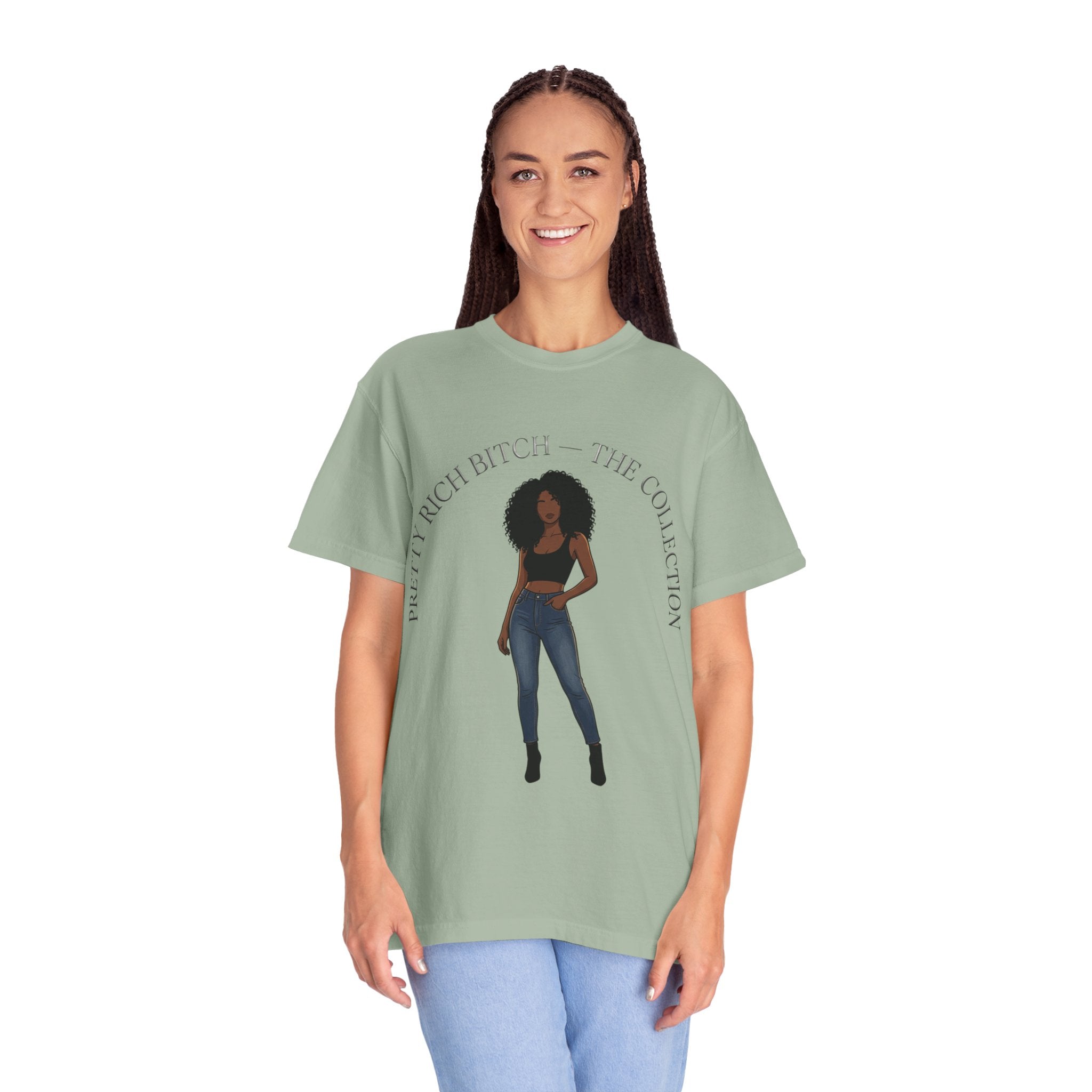 Pretty Rich Bitch The Collection by PRB Graphic Tee (Afro Curly Woman) by Power Runs Black