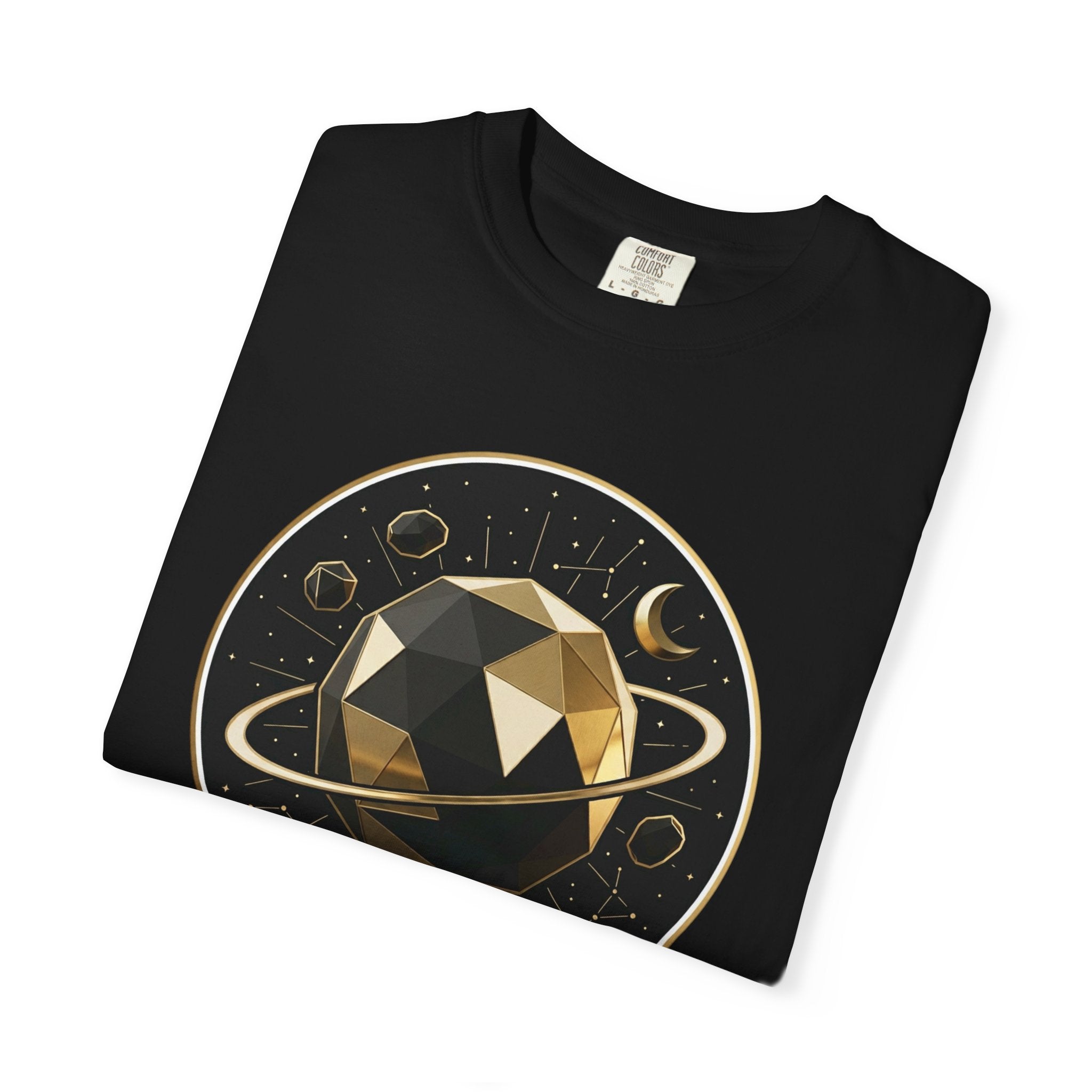 PRB Cosmos Geometric Planet T-Shirt by Power Runs Black