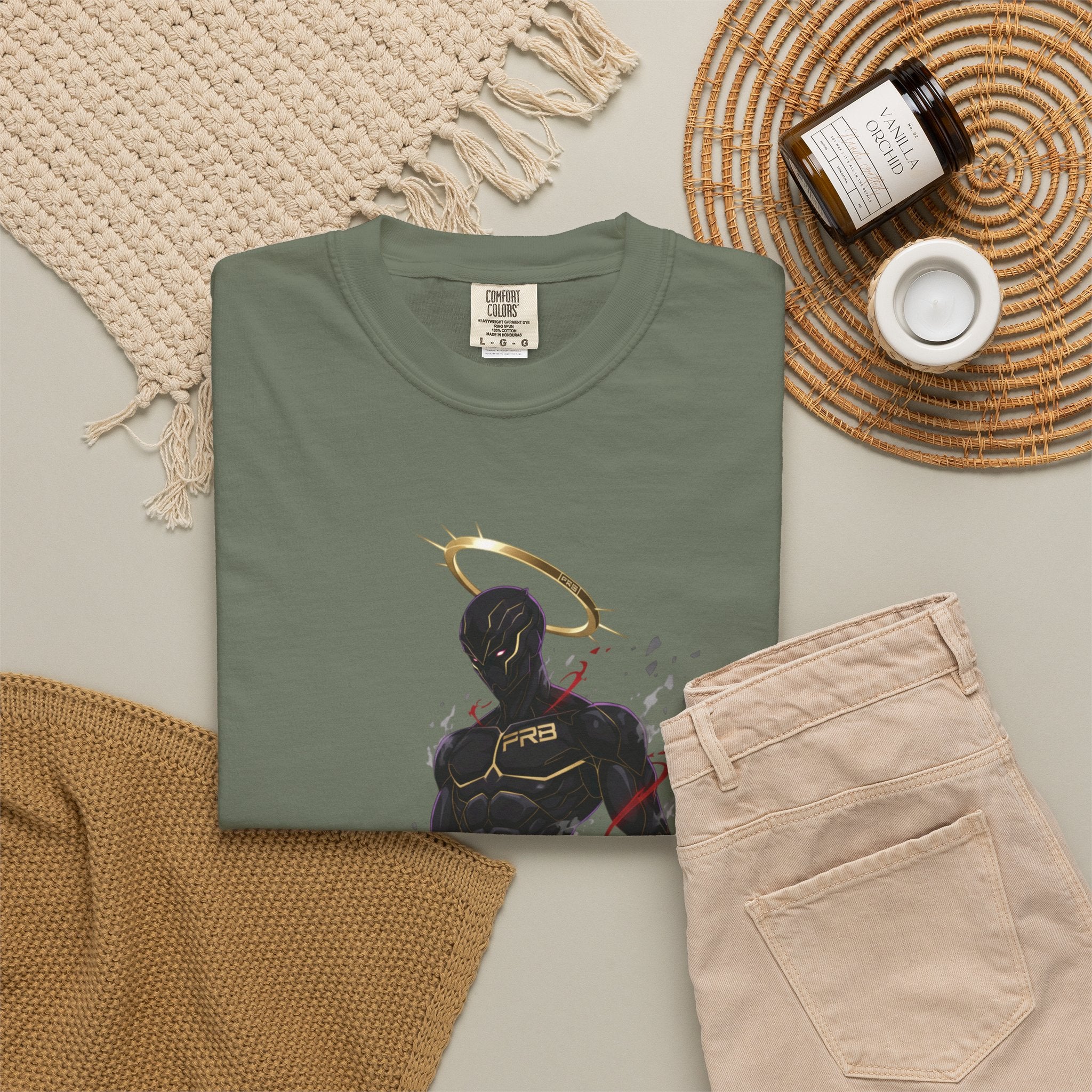 PRB Shadow Hero Graphic T-Shirt — Haloed Vigilante Illustration by Power Runs Black