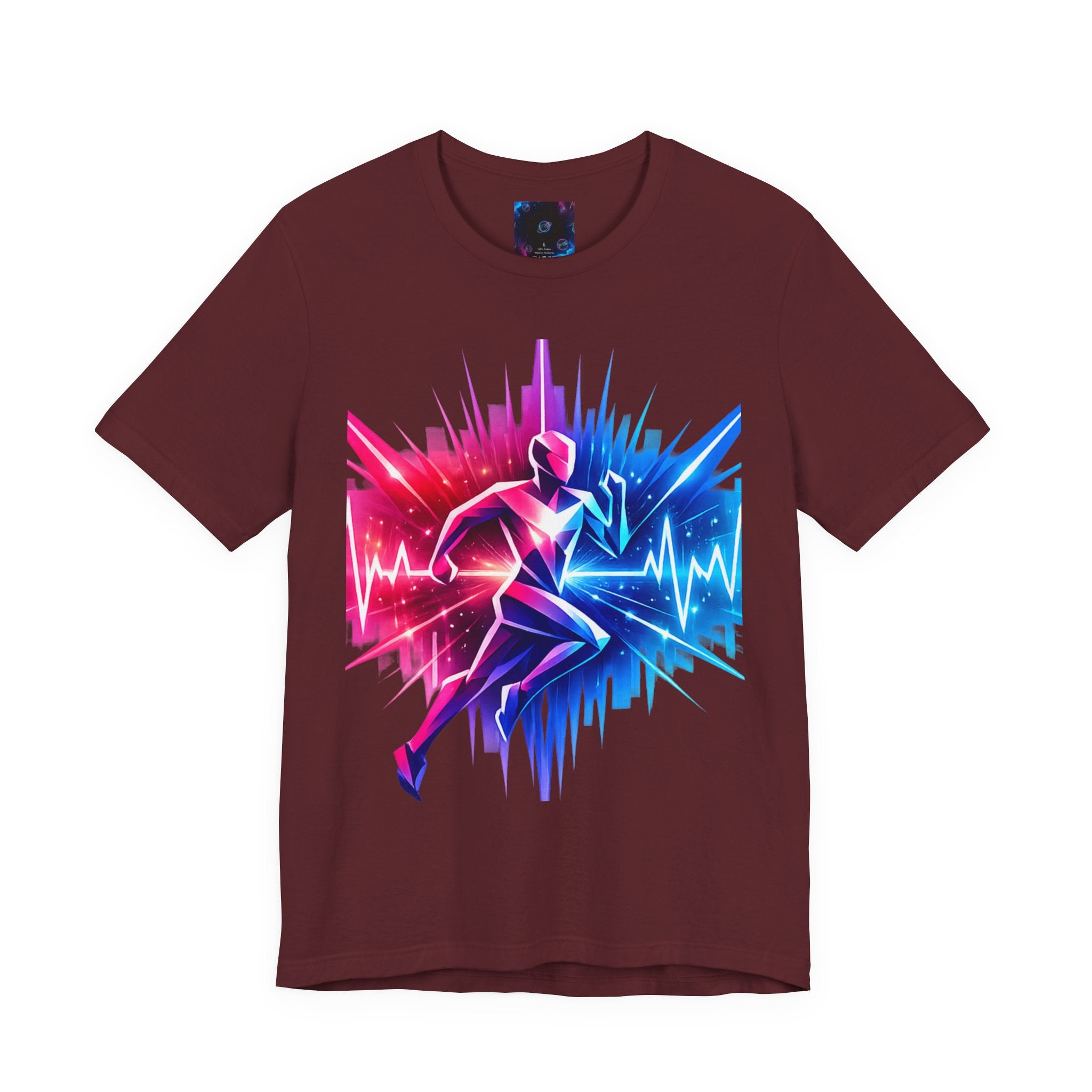 Power Runs Black PRB Running Pulse Graphic Tee — Neon Runner Heartbeat Sports T‑Shirt by Power Runs Black