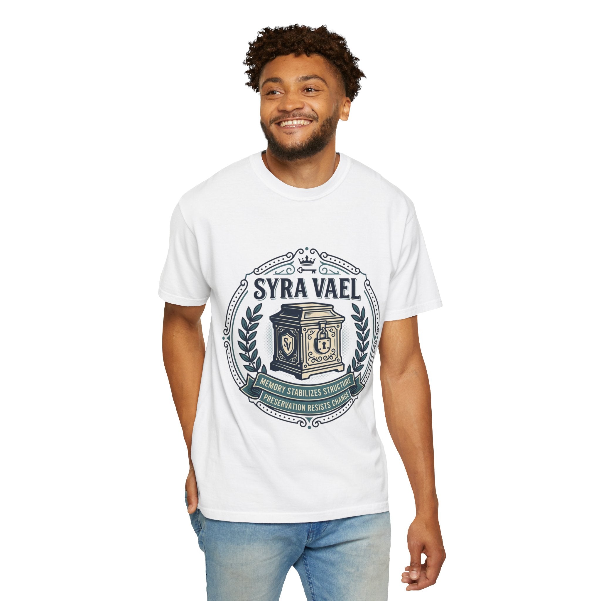 Power Runs Black PRB — Syra Vael Vintage Crest Tee by Printify