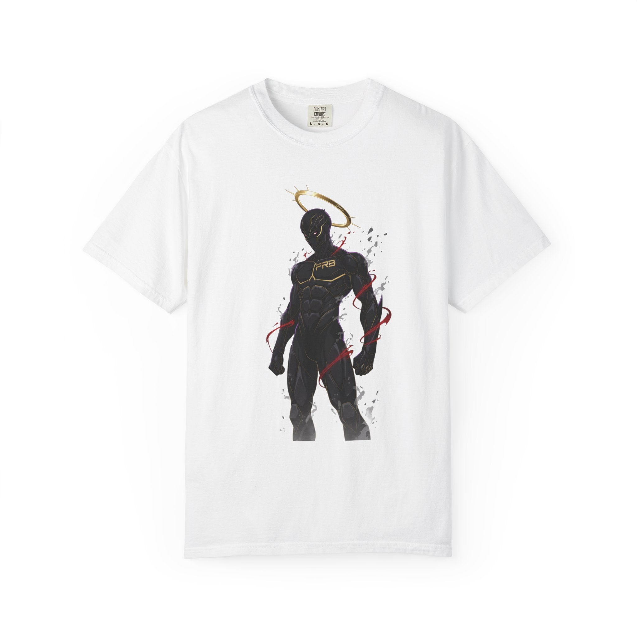 PRB Shadow Hero Graphic T-Shirt — Haloed Vigilante Illustration by Power Runs Black