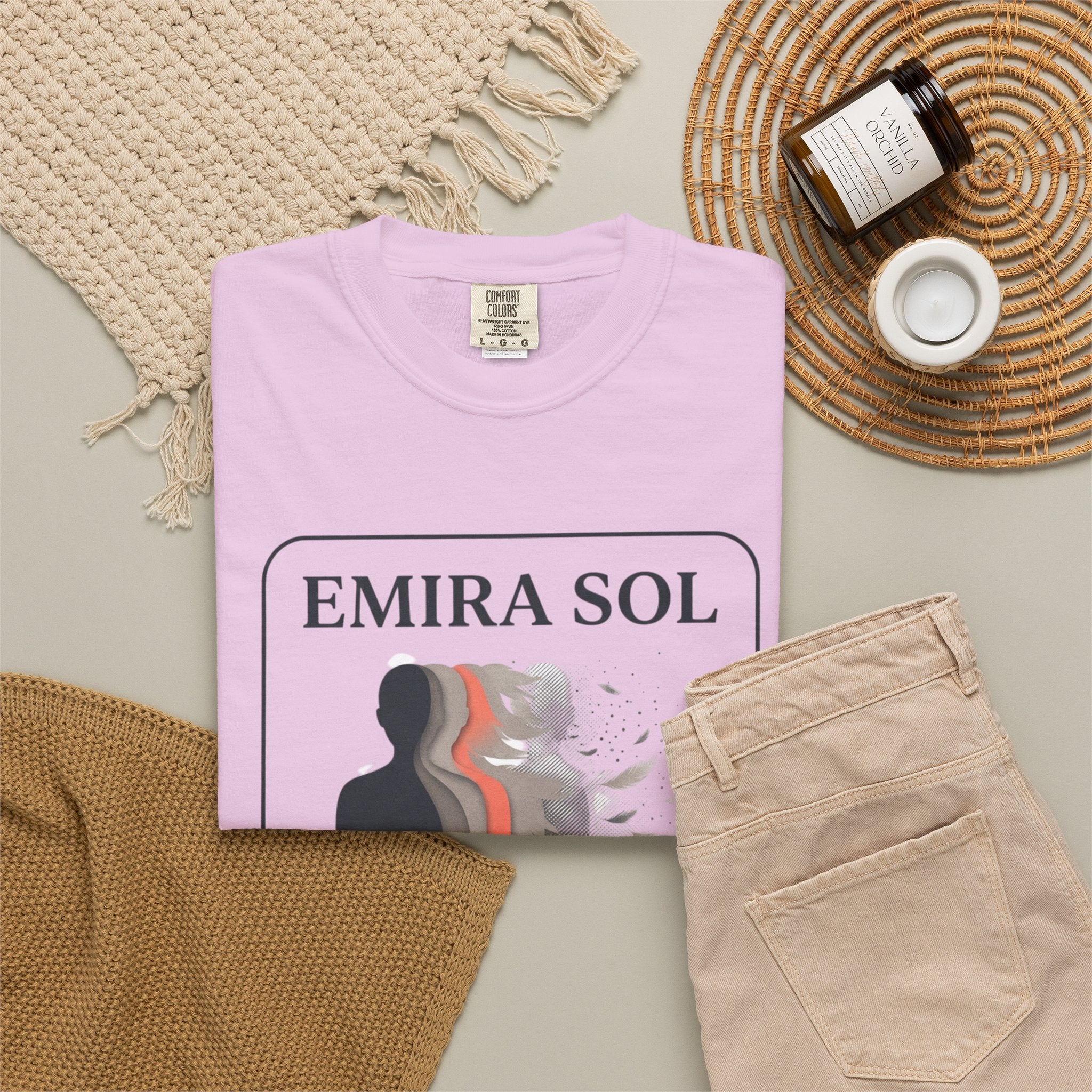 Power Runs Black PRB Emira Sol Graphic T-Shirt — Silhouette Art "Release Shadows" Tee by Printify