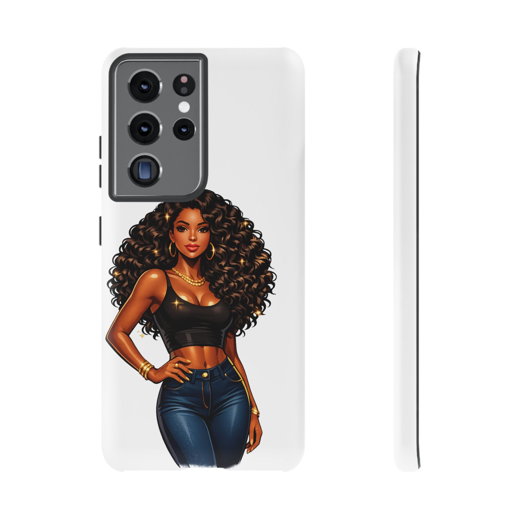 Pretty Rich Bitch by PRB Curly Hair Phone Case by Power Runs Black