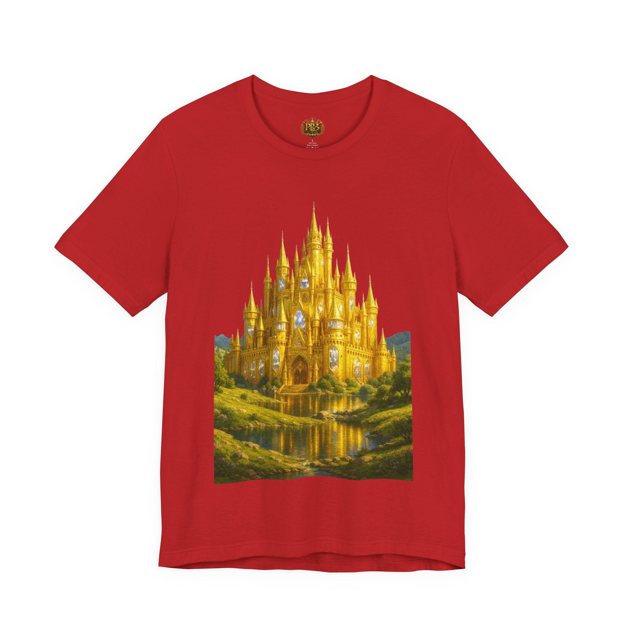 PRB Golden Fantasy Castle Tee | Magical Kingdom Illustration, Fairytale Scene by Power Runs Black