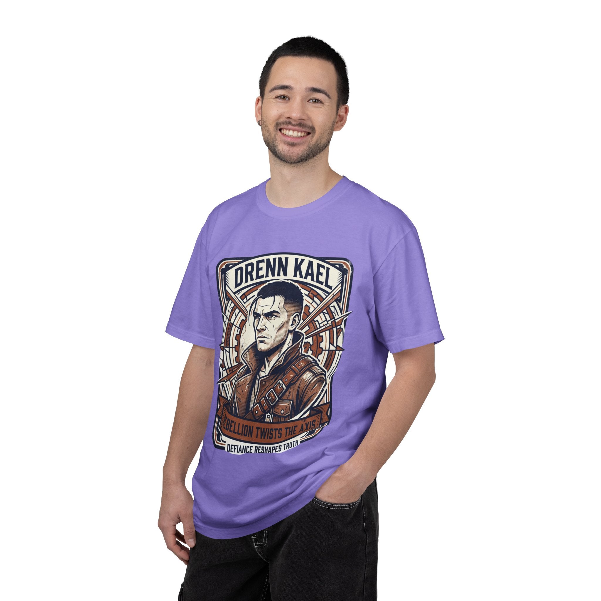 Power Runs Black PRB Drenn Kael Portrait T-Shirt — "Rebellion Twists the Axis" Graphic Tee by Printify