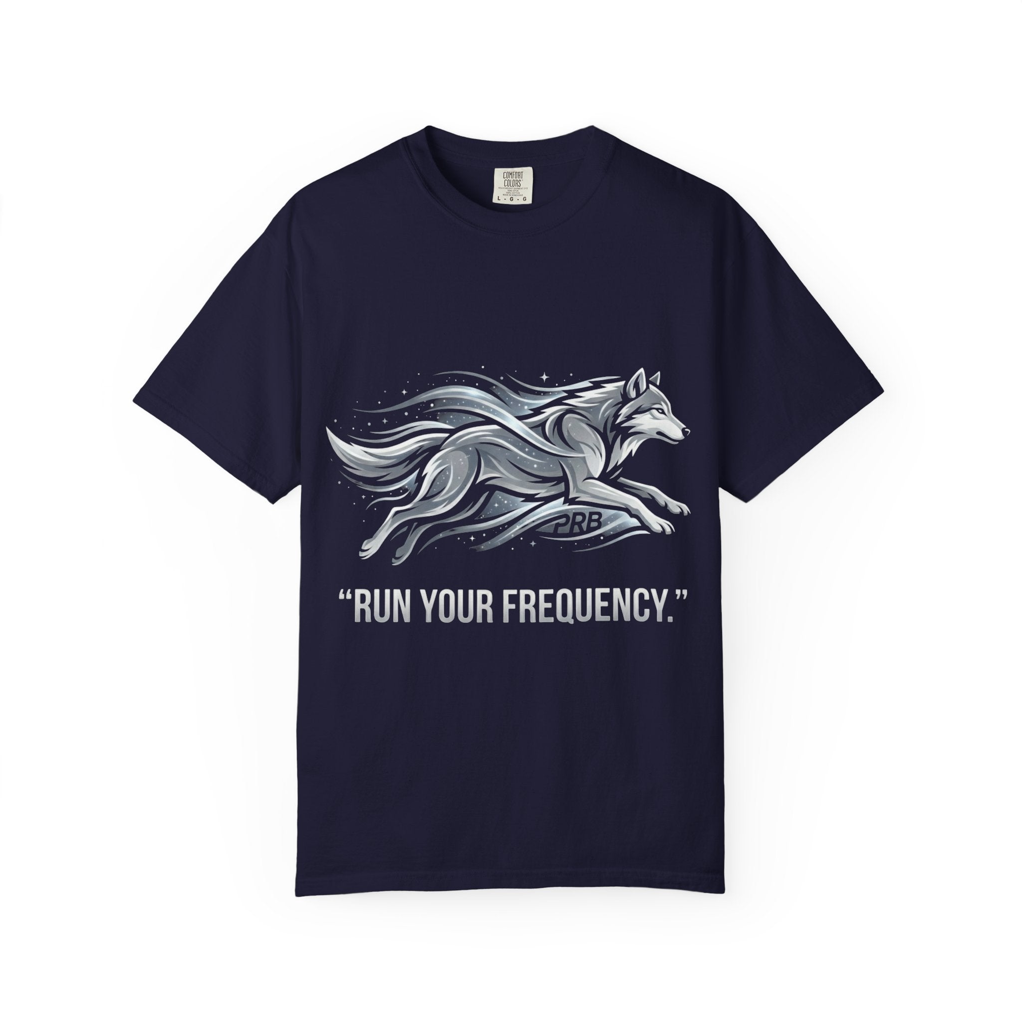 Wolf Graphic T-Shirt — 'Run Your Frequency' Motivational Tee by Printify