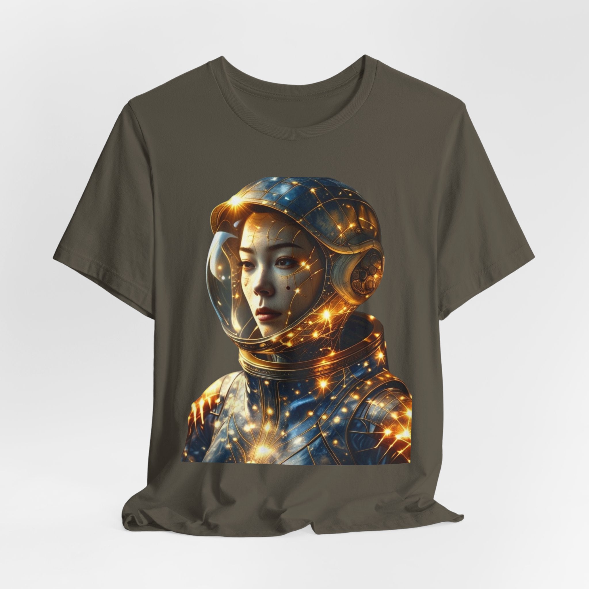 PRB Astronaut Portrait Tee — Starry Cosmic Helmet Graphic T-Shirt by Power Runs Black