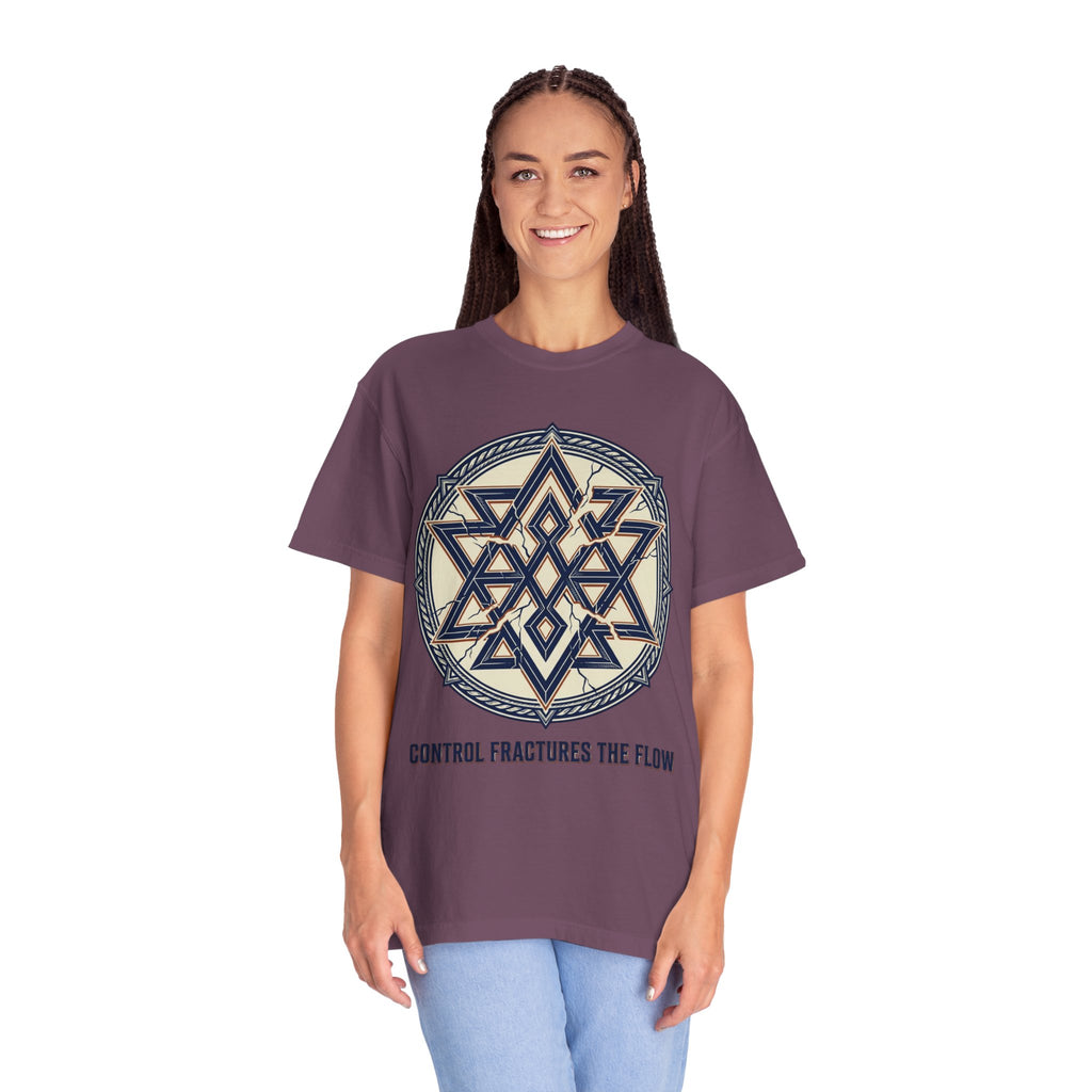 Power Runs Black PRB Geometric Star Mandala T-Shirt — "Control Fractures the Flow" Graphic Tee by Power Runs Black